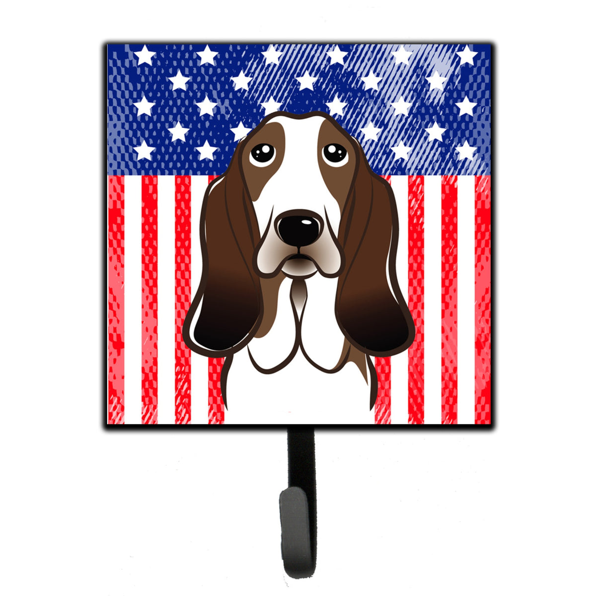 Caroline'S Treasures American Flag And Basset Hound Leash Or Key Holder Hooks, Multicolor