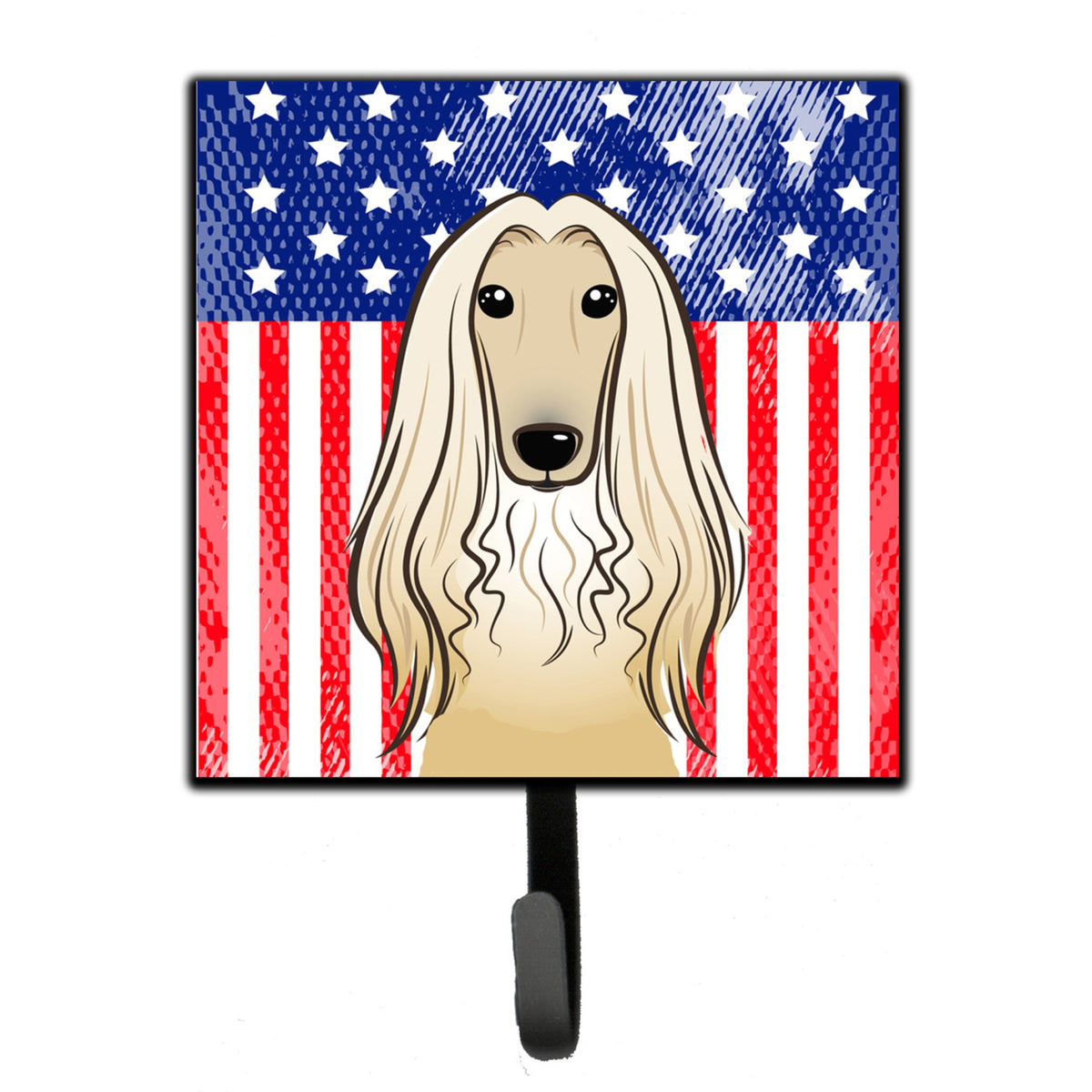 Caroline'S Treasures American Flag And Afghan Hound Leash Or Key Holder Hooks, Multicolor