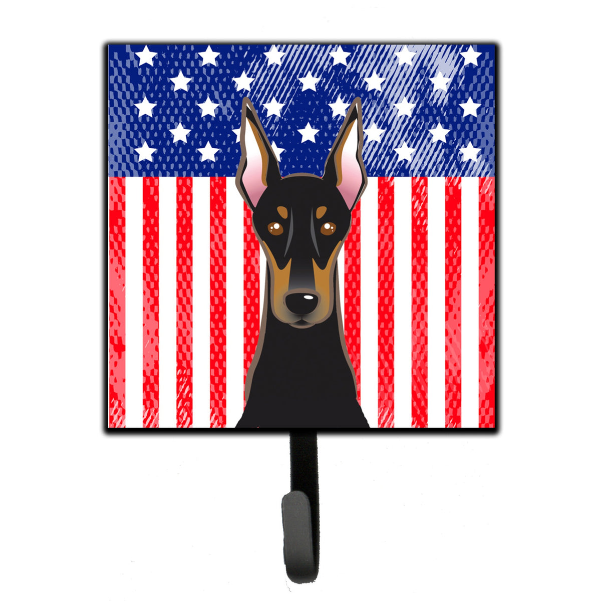 Caroline'S Treasures American Flag And Doberman Leash Or Key Holder Hooks, Multicolor