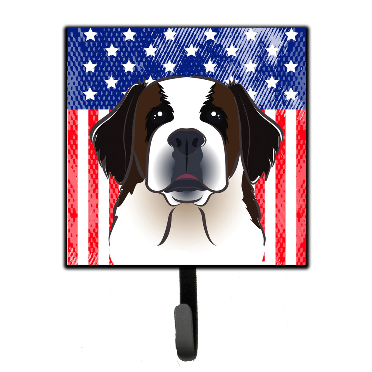 Caroline'S Treasures American Flag And Saint Bernard Leash Or Key Holder Hooks, Multicolor