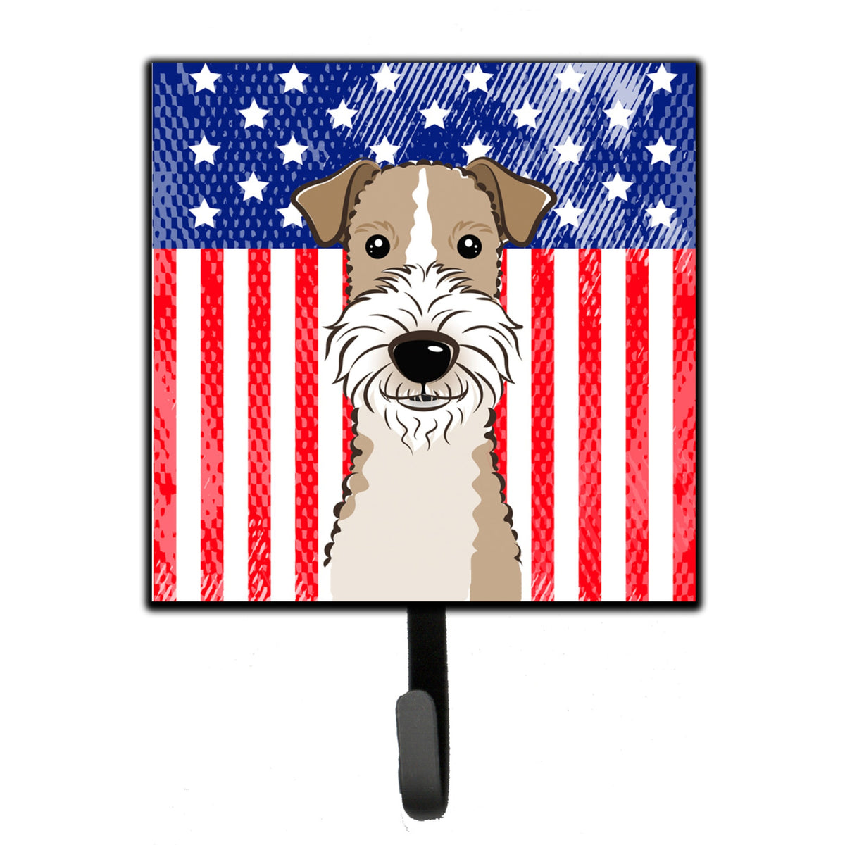 Caroline'S Treasures American Flag And Wire Haired Fox Terrier Leash Or Key Holder Hooks, Multicolor