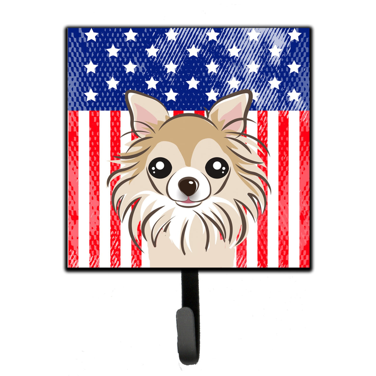 Caroline'S Treasures American Flag And Chihuahua Leash Or Key Holder Hooks, Multicolor