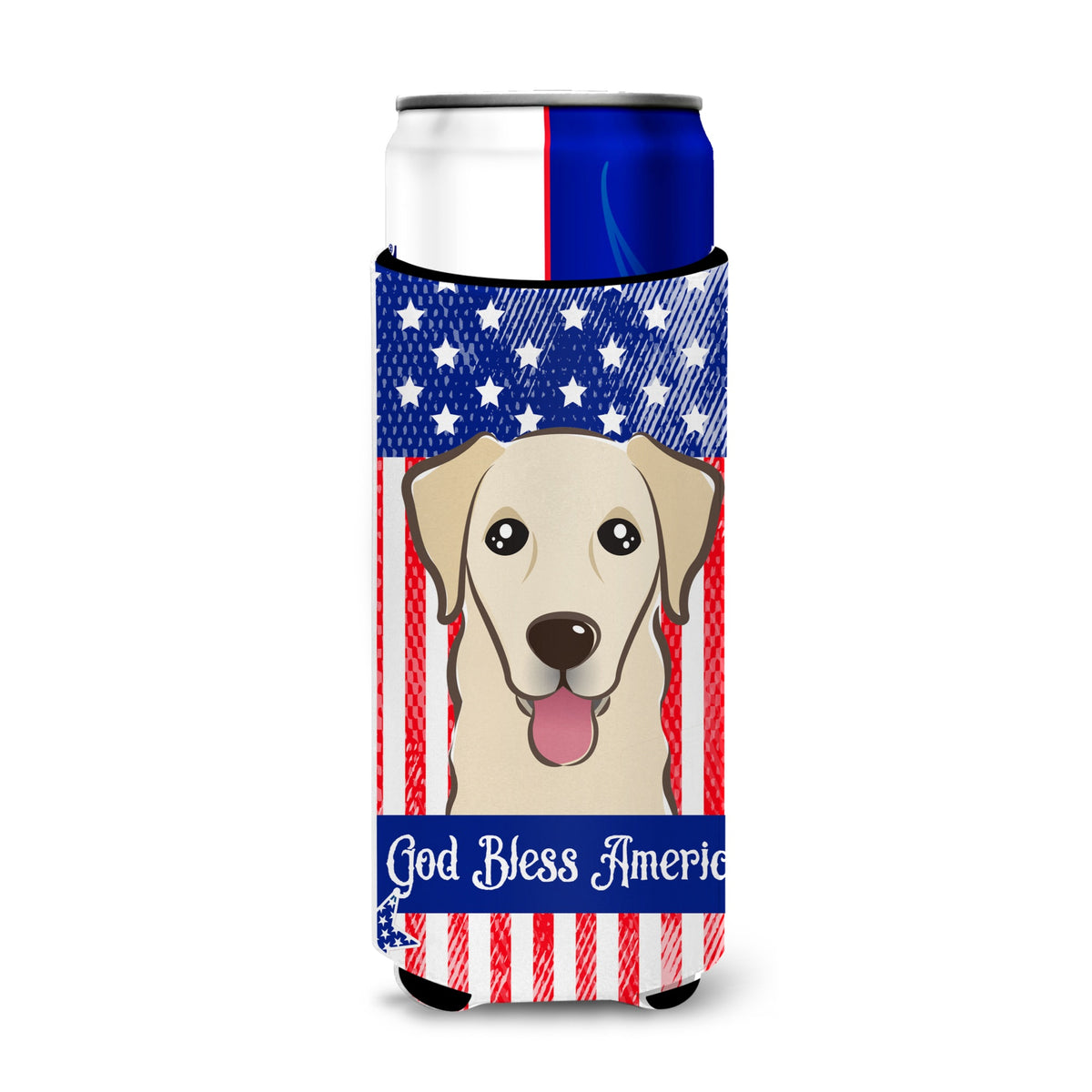 Caroline'S Treasures Bb2182Muk God Bless American Flag With Golden Retriever Michelob Ultra Koozies For Slim Cans, Multico