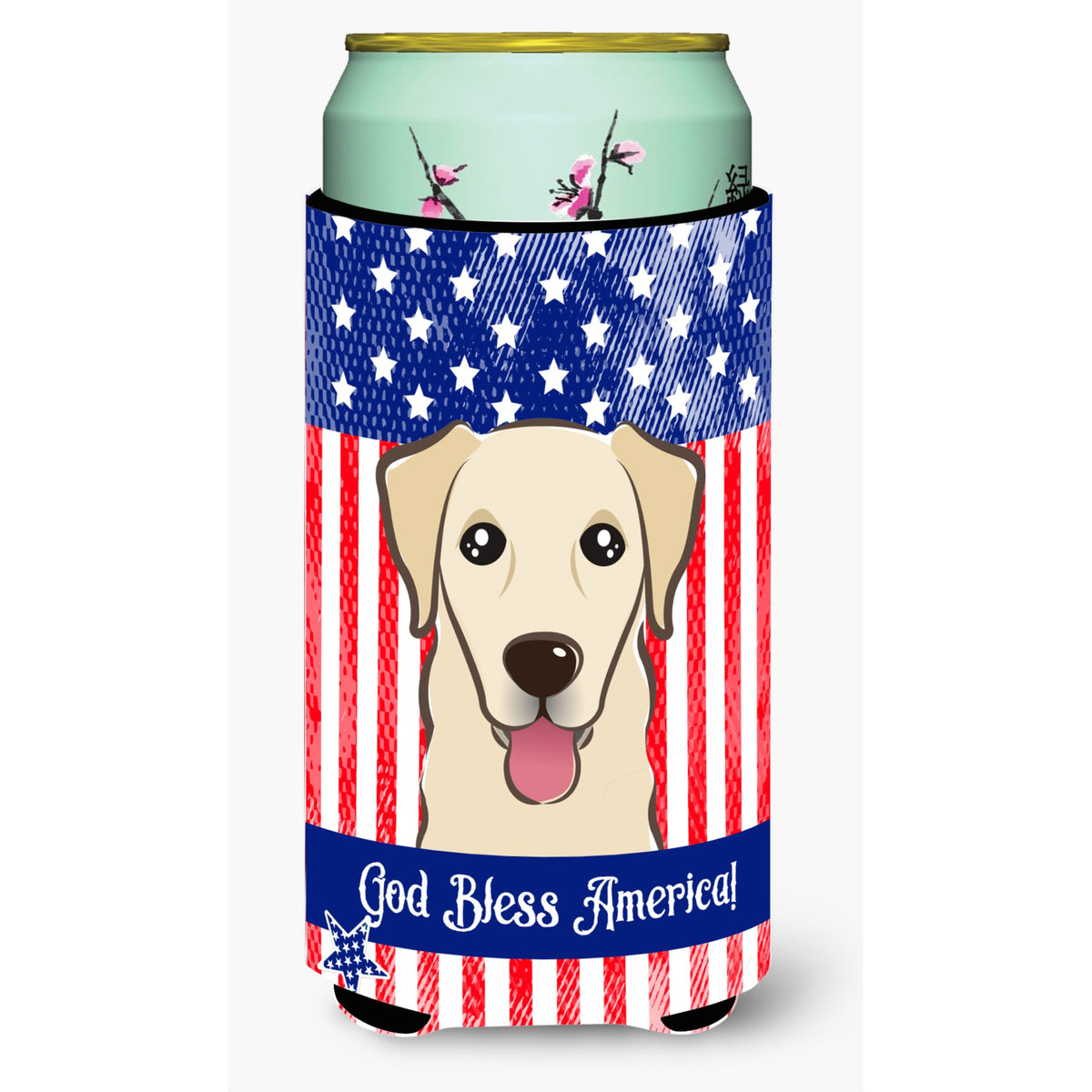 Caroline'S Treasures Bb2182Tbc God Bless American Flag With Golden Retriever Tall Boy Hugger Koozie, Multicolor