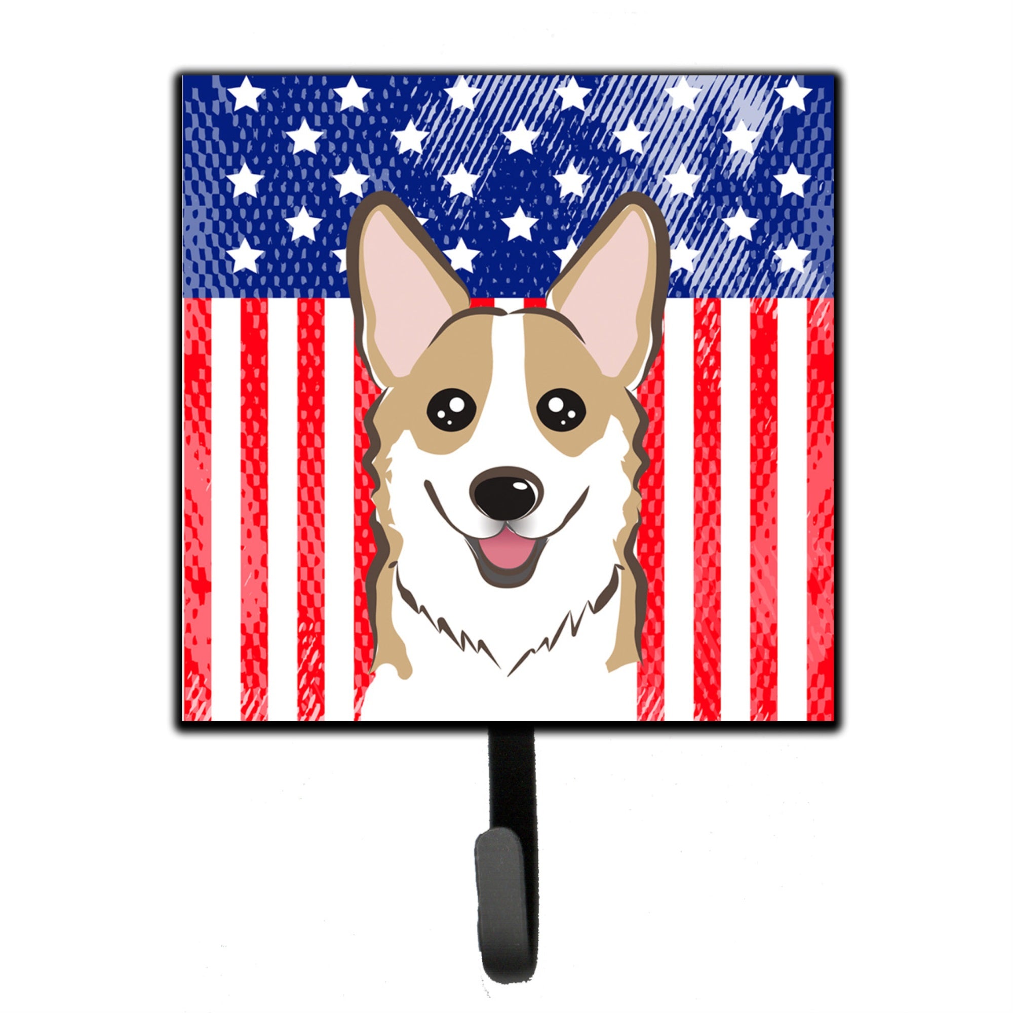 Caroline'S Treasures American Flag And Sable Corgi Leash Or Key Holder Hooks, Multicolor