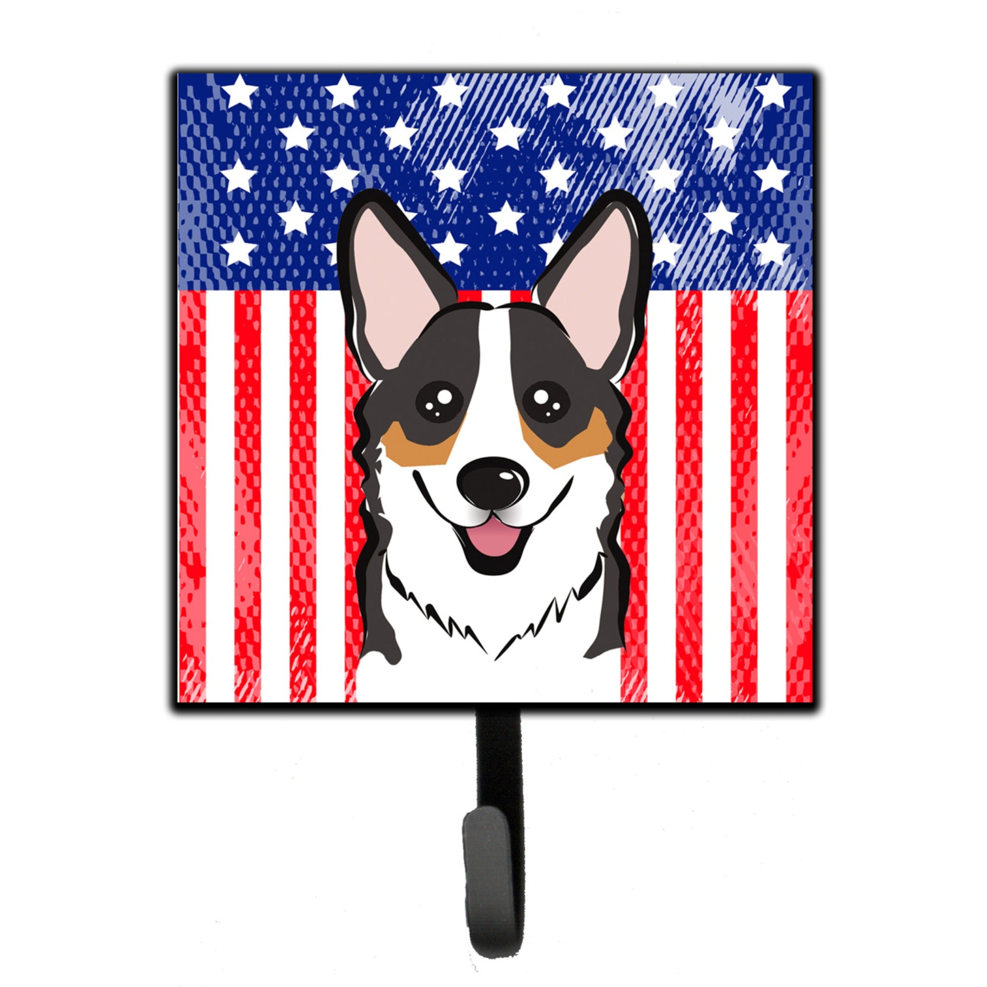 Caroline'S Treasures American Flag And Tricolor Corgi Leash Or Key Holder Hooks, Multicolor