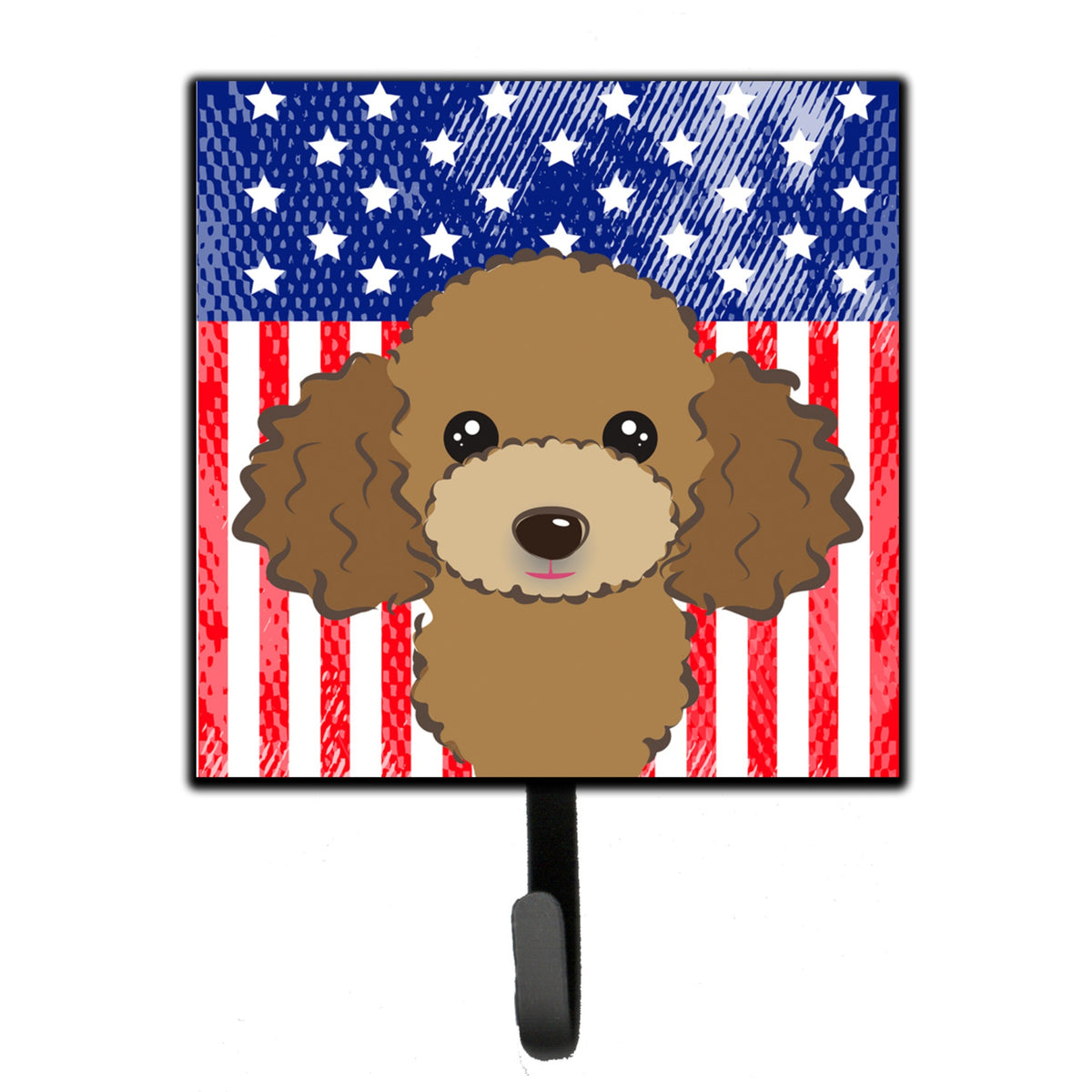 Caroline'S Treasures American Flag And Chocolate Brown Poodle Leash Or Key Holder Hooks, Multicolor