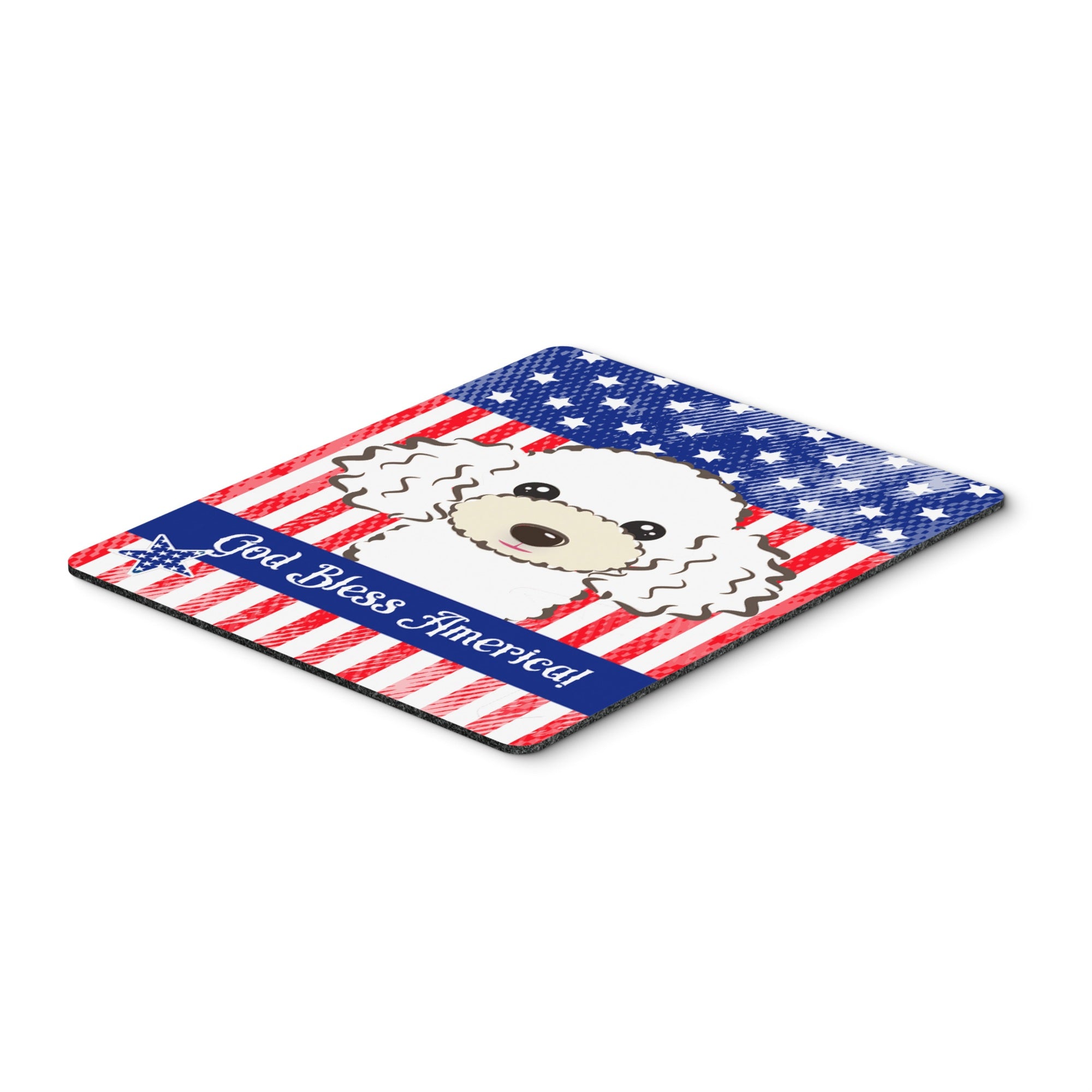 Caroline'S Treasures God Bless American Flag With White Poodle Mouse/Hot Pad Or Trivet, Multicolor (Bb2187Mp)