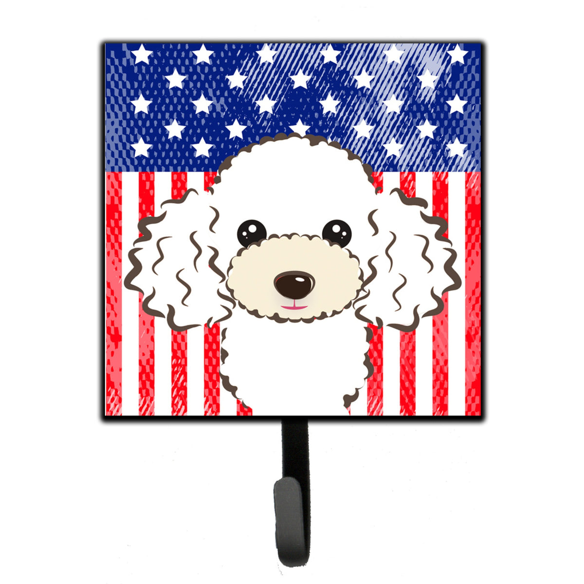Caroline'S Treasures American Flag And White Poodle Leash Or Key Holder Hooks, Multicolor
