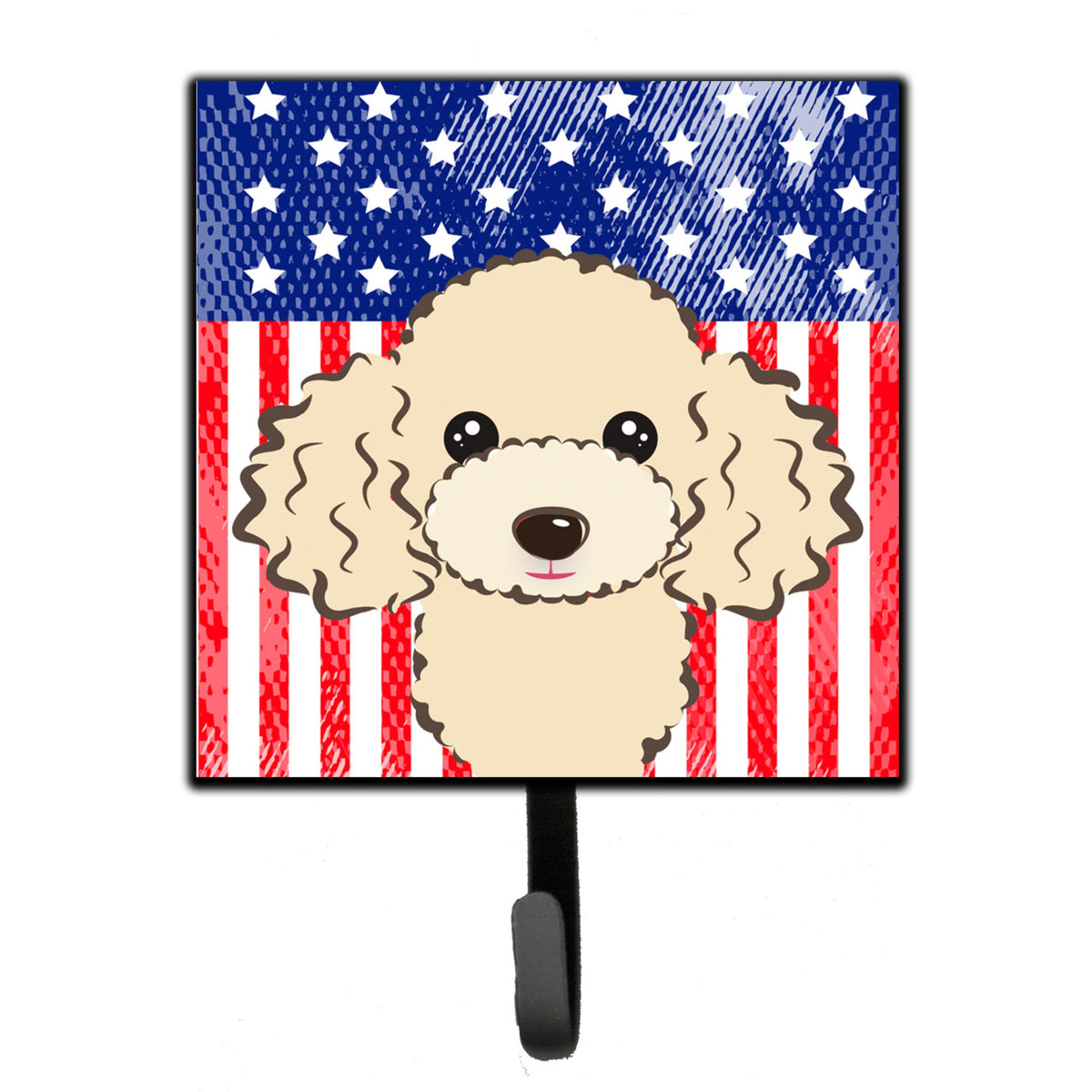 Caroline'S Treasures American Flag And Buff Poodle Leash Or Key Holder Hooks, Multicolor