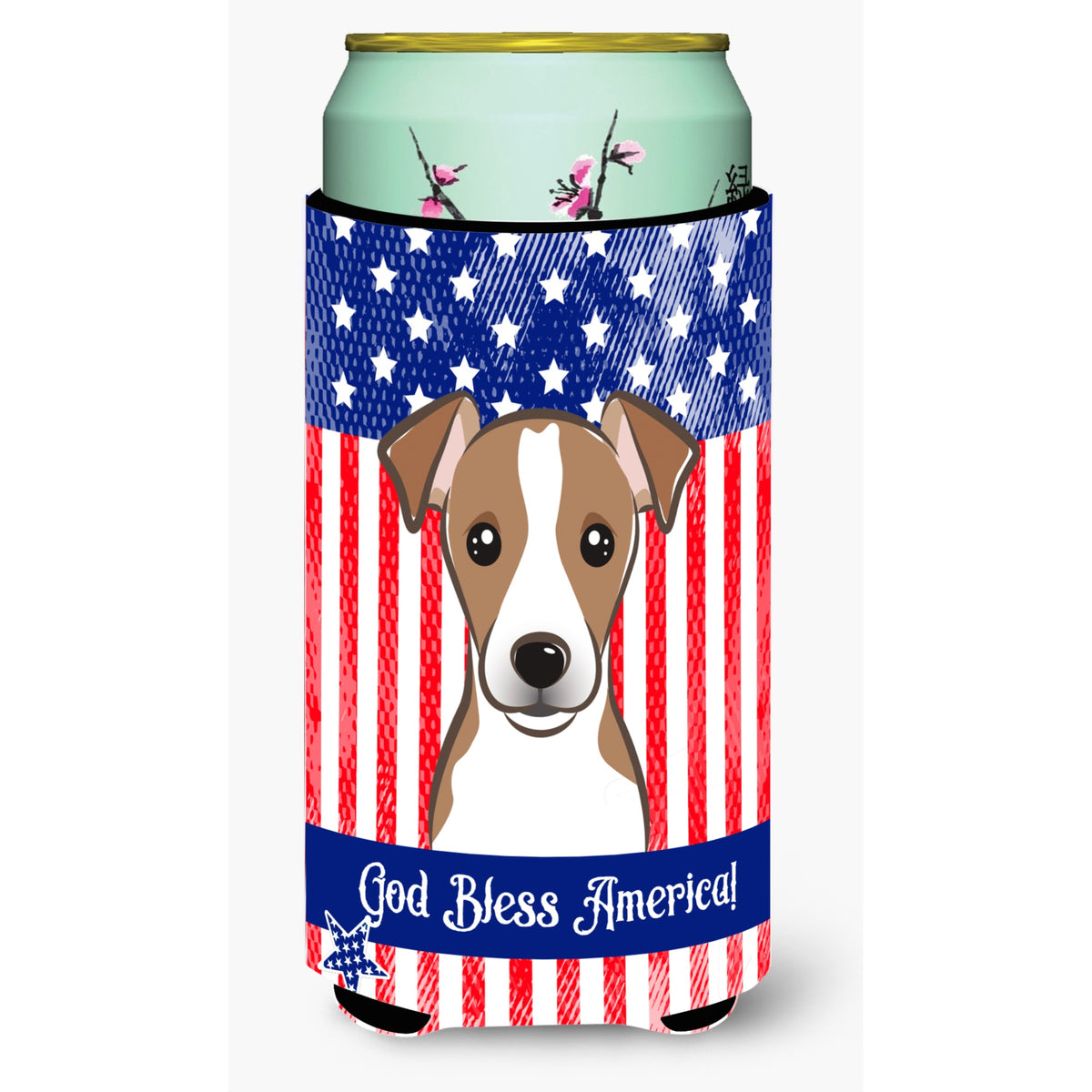 Caroline'S Treasures Bb2190Tbc God Bless American Flag With Jack Russell Terrier Tall Boy Hugger Koozie, Multicolor