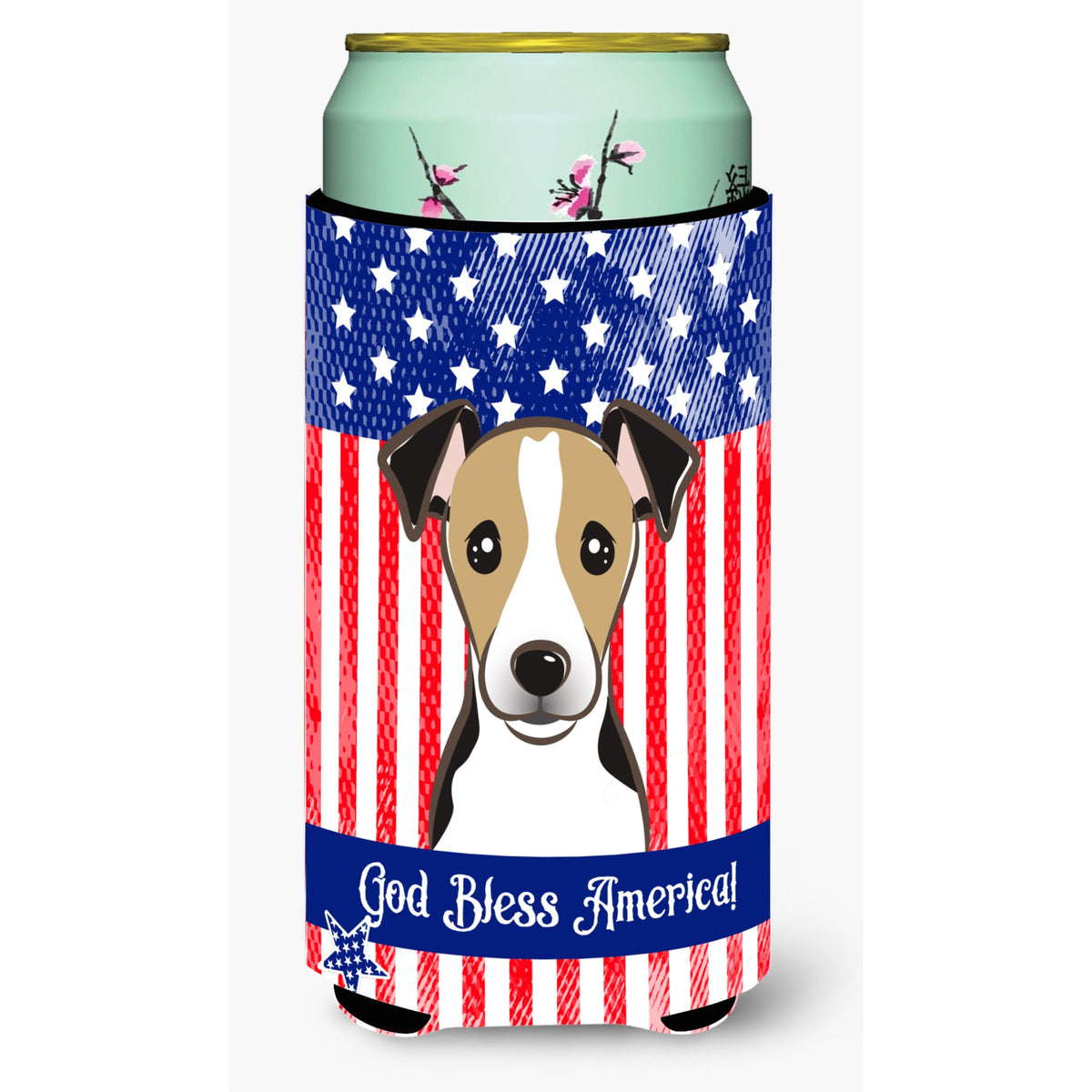Caroline'S Treasures Bb2191Tbc God Bless American Flag With Jack Russell Terrier Tall Boy Hugger Koozie, Multicolor