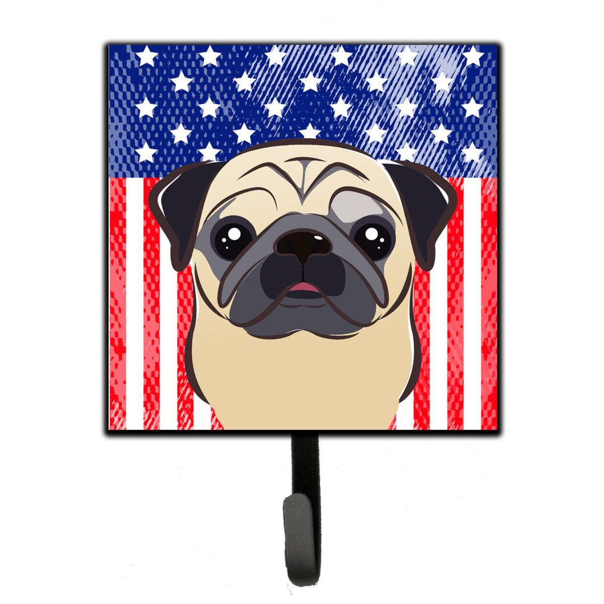 Caroline'S Treasures American Flag And Fawn Pug Leash Or Key Holder Hooks, Multicolor