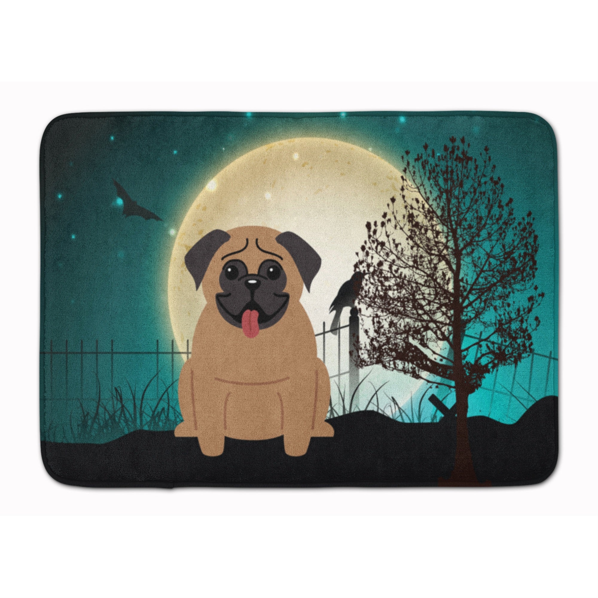 Caroline'S Treasures Halloween Scary Pug Brown Floor Mat, 19 X 27, Multicolor