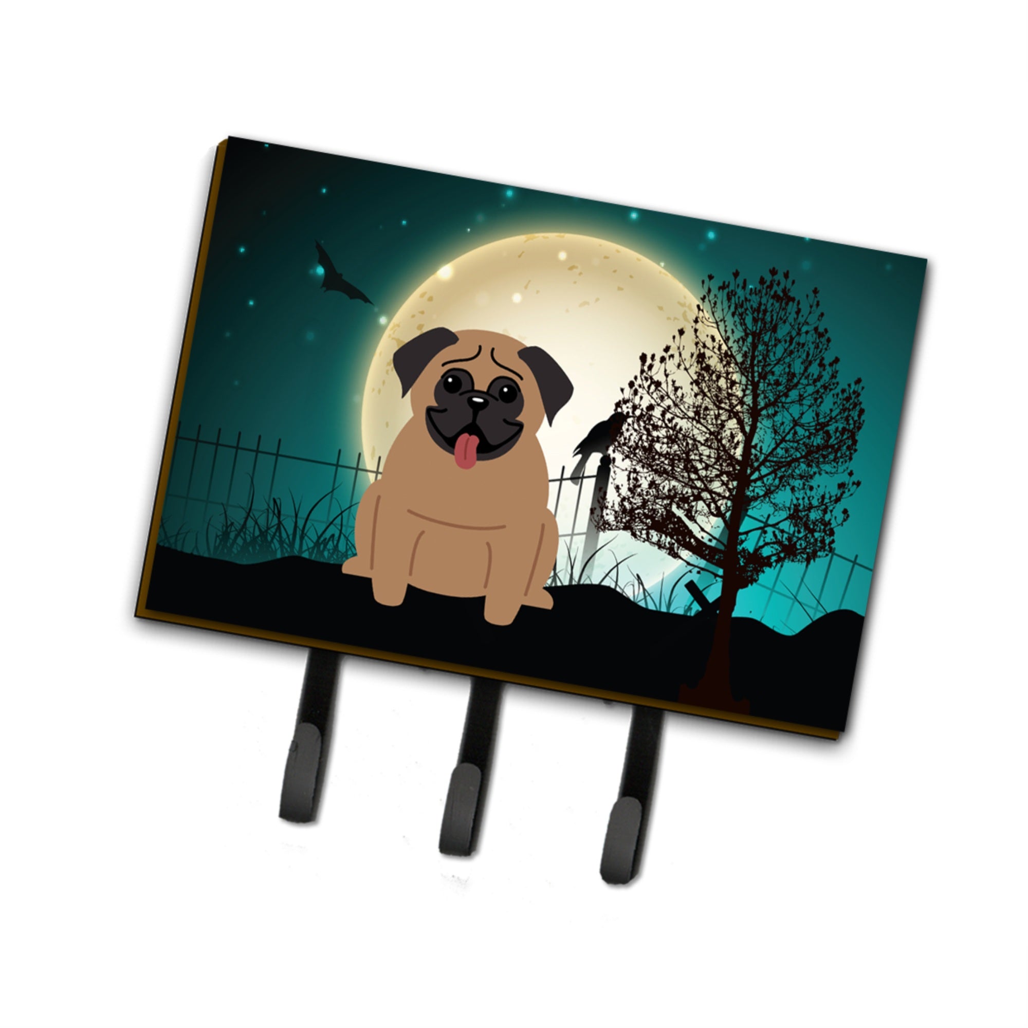 Caroline'S Treasures Halloween Scary Pug Brown Leash Or Key Holder Bb2195Th68, Triple