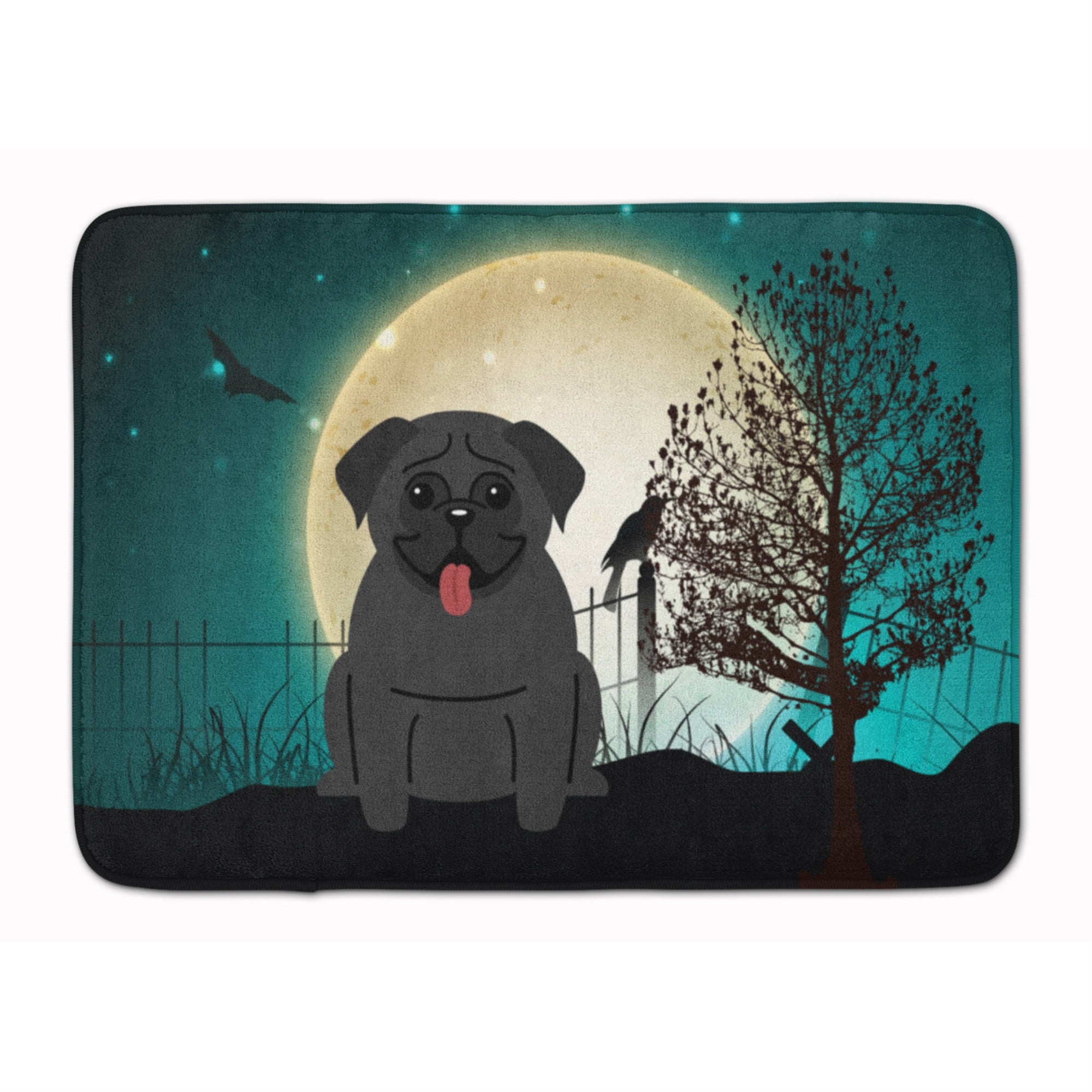 Caroline'S Treasures Halloween Scary Pug Black Floor Mat, 19 X 27, Multicolor