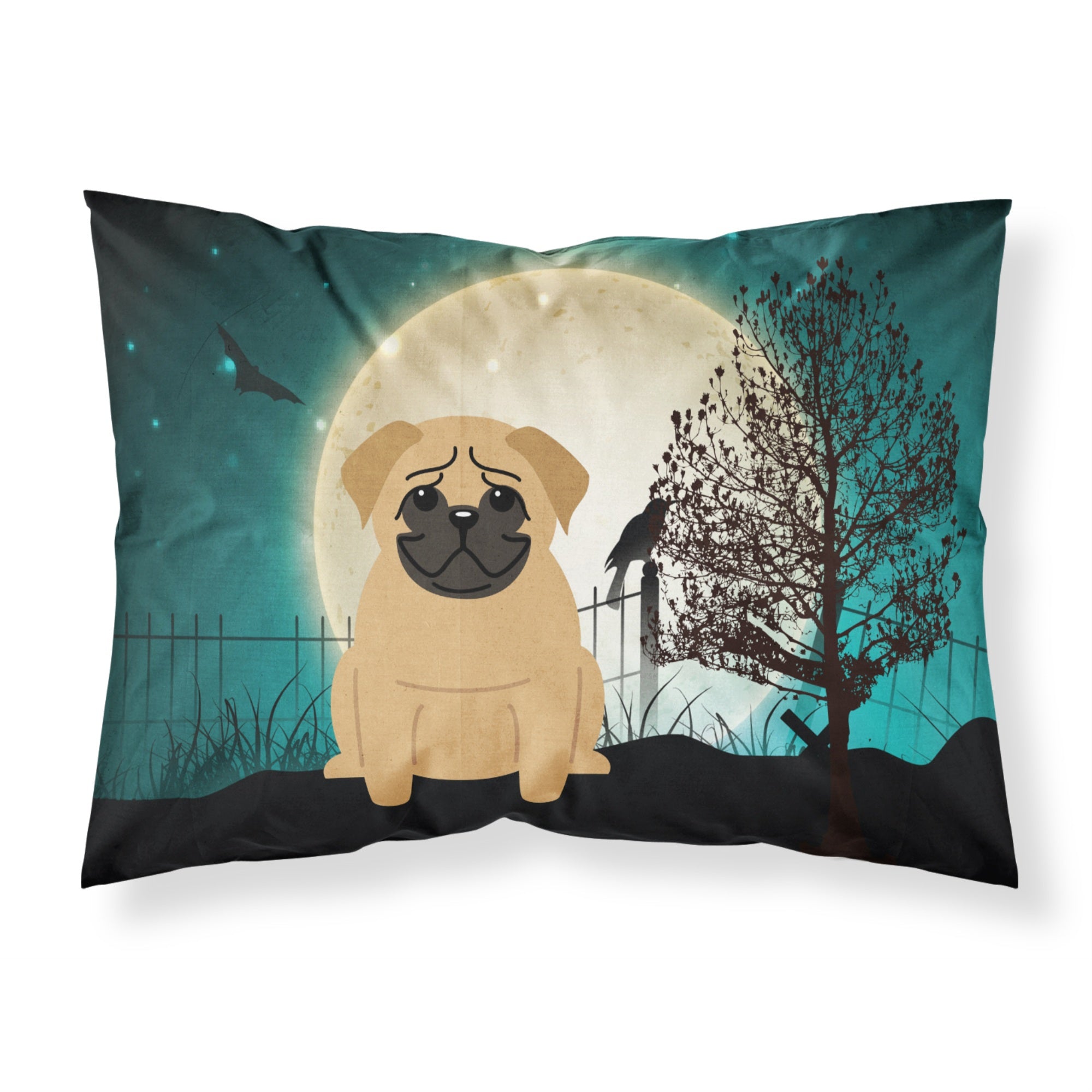 Caroline'S Treasures Halloween Scary Pug Brown Fabric Standard Pillowcase Bb2197Pillowcase, Multicolor