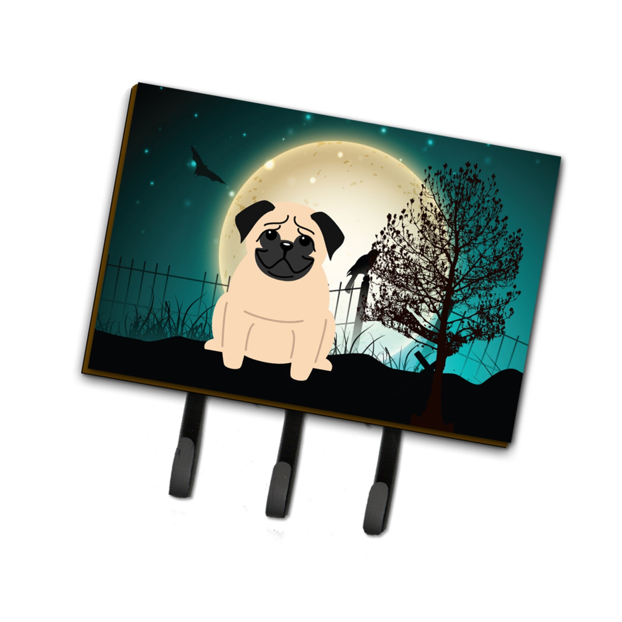 Caroline'S Treasures Halloween Scary Pug Fawn Leash Or Key Holder Bb2198Th68, Triple