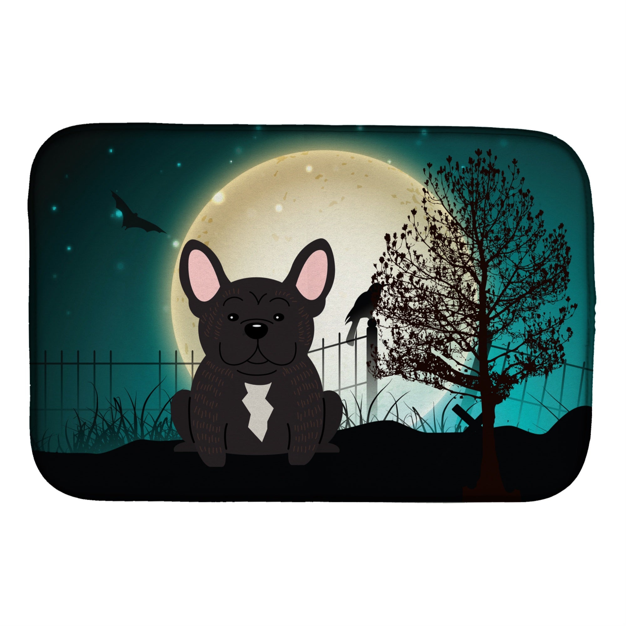 Caroline'S Treasures Halloween Scary French Bulldog Brindle Dish Drying Mat, 14 X 21