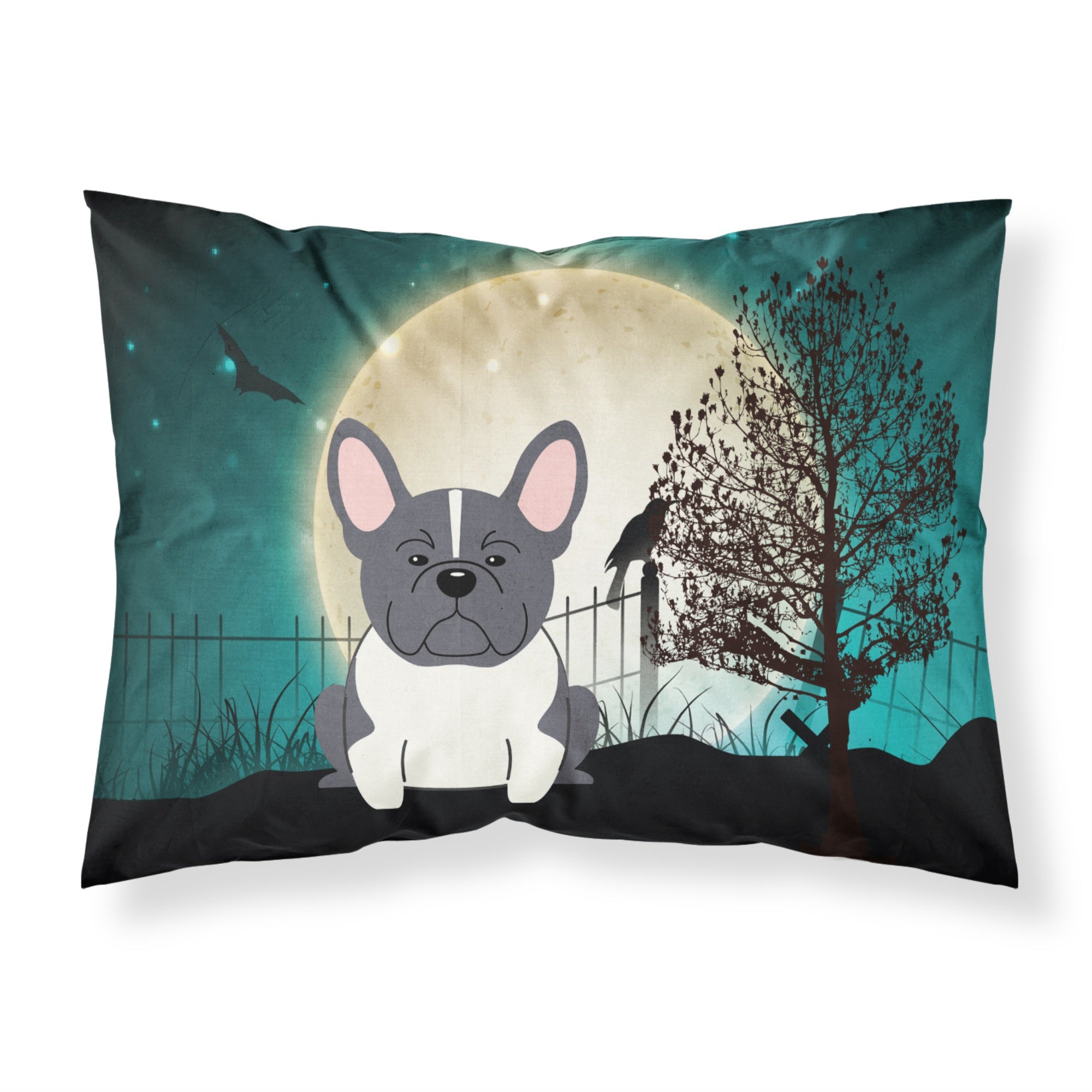 Caroline'S Treasures Halloween Scary French Bulldog Black White Fabric Standard Pillowcase Bb2202Pillowcase, Multicolor