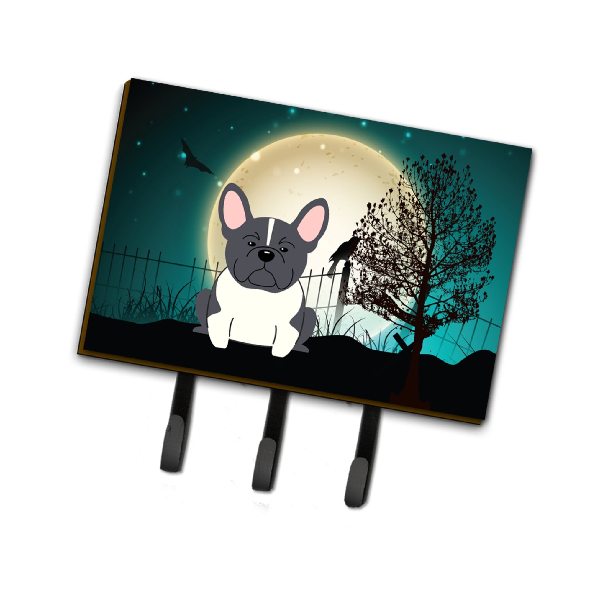 Caroline'S Treasures Halloween Scary French Bulldog Black White Leash Or Key Holder Bb2202Th68, Triple, Multicolor