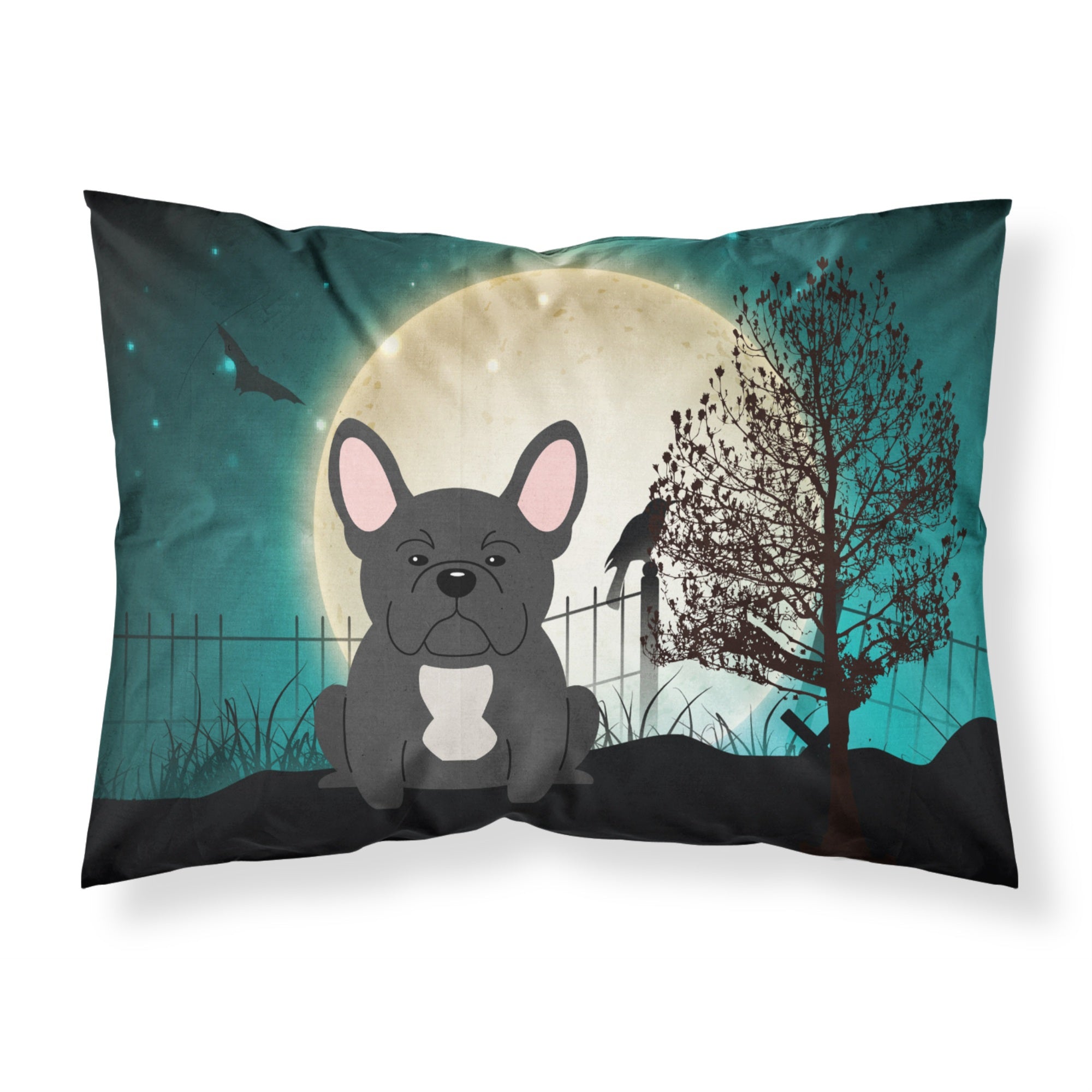 Caroline'S Treasures Halloween Scary French Bulldog Black Fabric Standard Pillowcase Bb2204Pillowcase, Multicolor