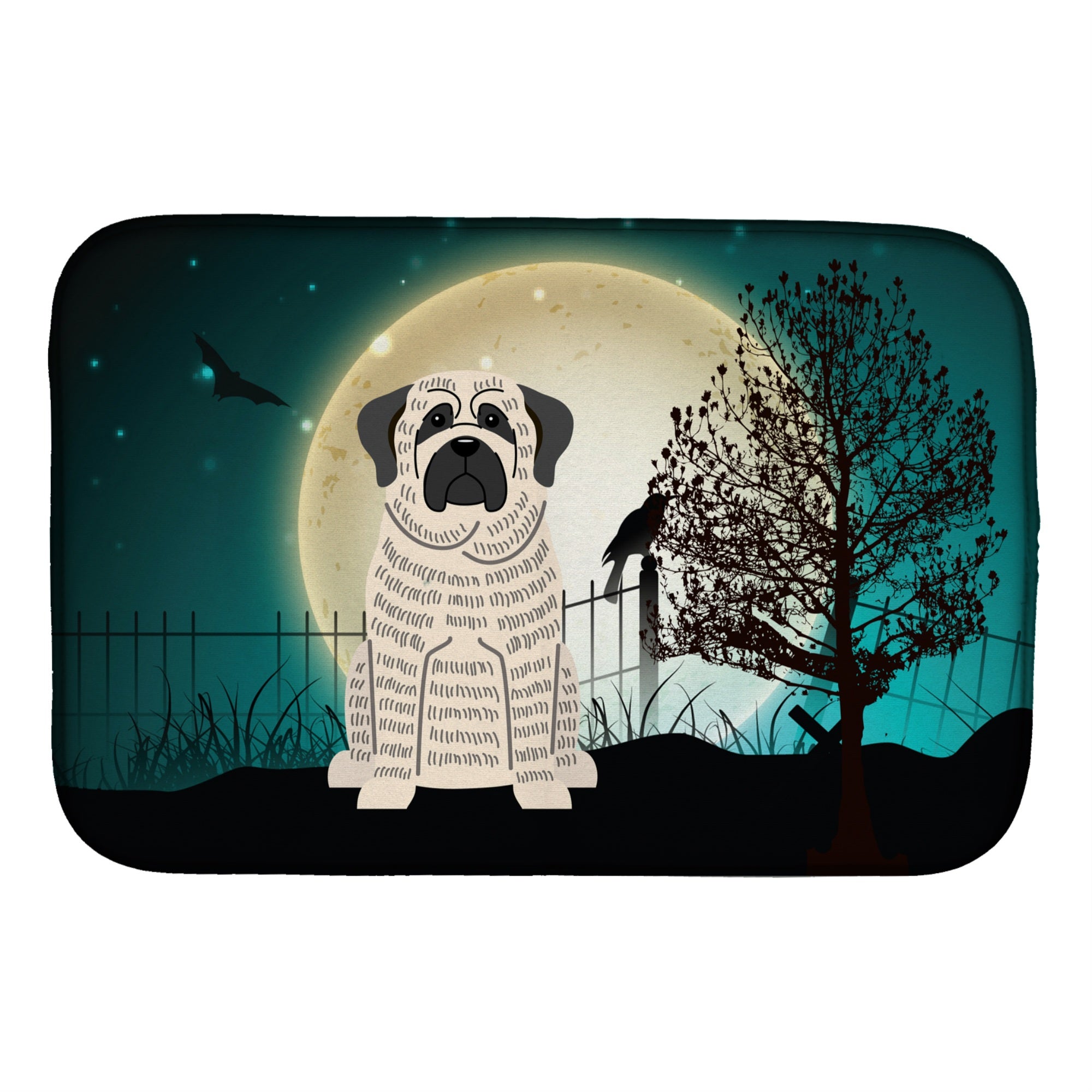 Caroline'S Treasures Halloween Scary Mastiff Brindle White Dish Drying Mat, 14 X 21