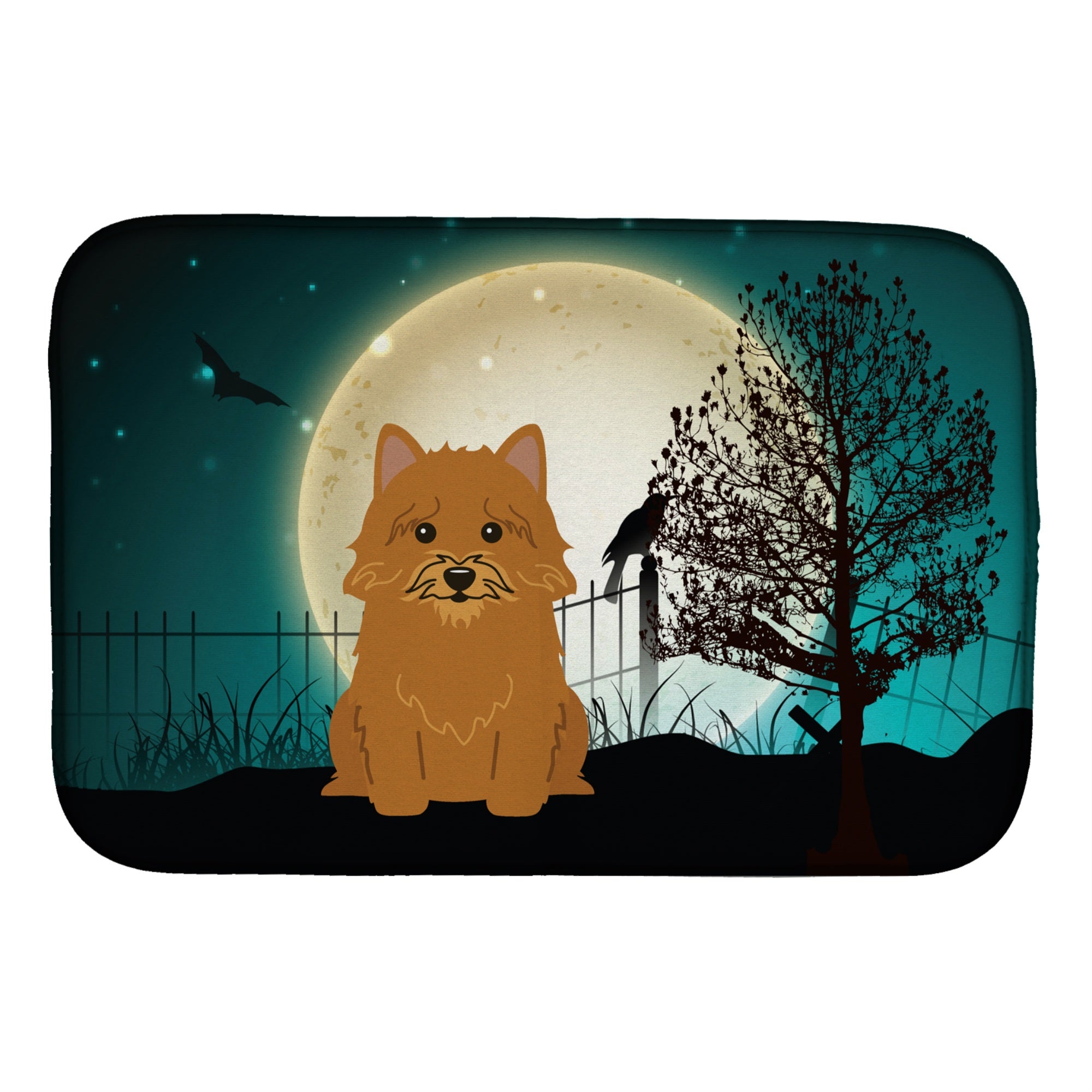 Caroline'S Treasures Halloween Scary Norwich Terrier Dish Drying Mat, 14 X 21