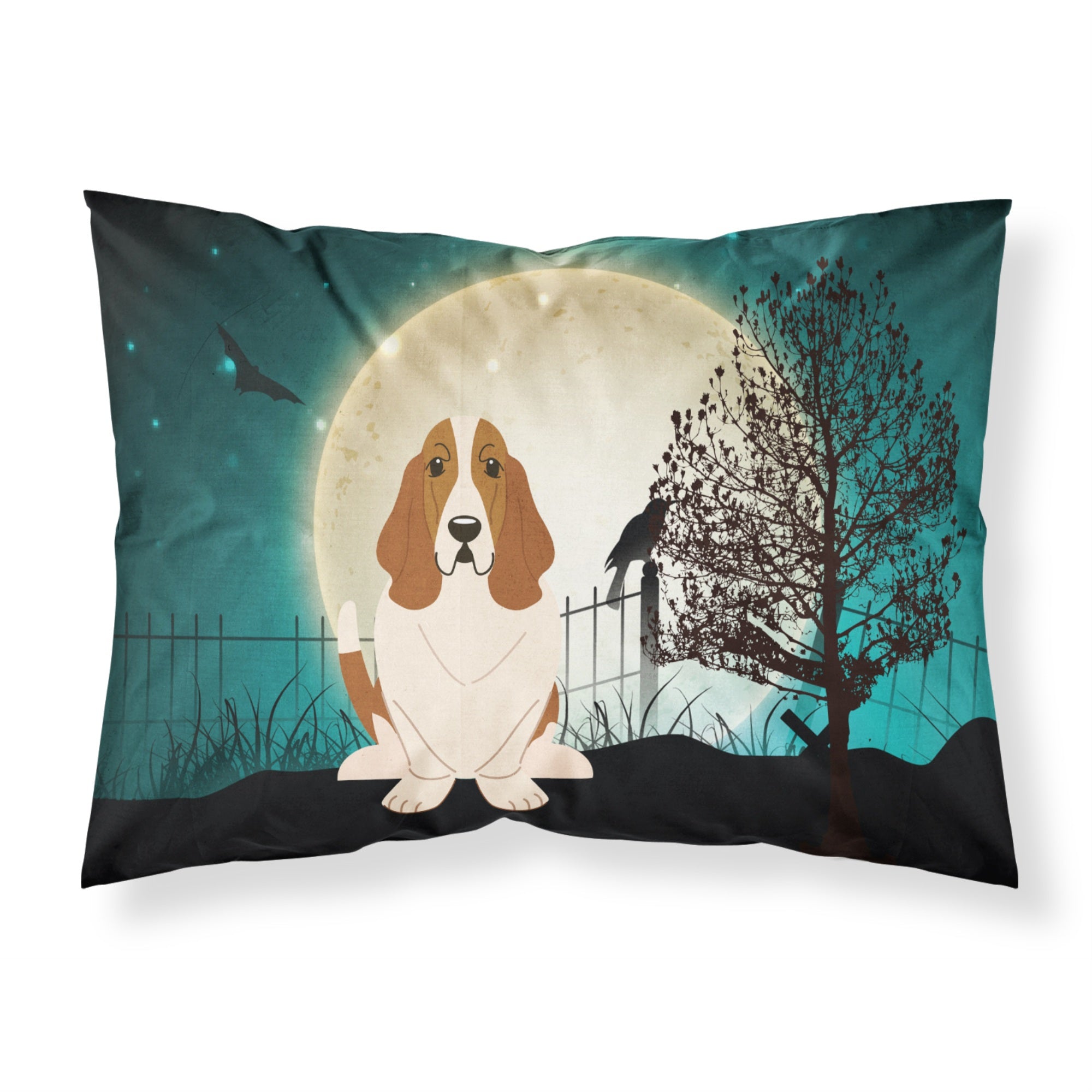 Caroline'S Treasures Halloween Scary Basset Hound Fabric Standard Pillowcase Bb2211Pillowcase, Multicolor