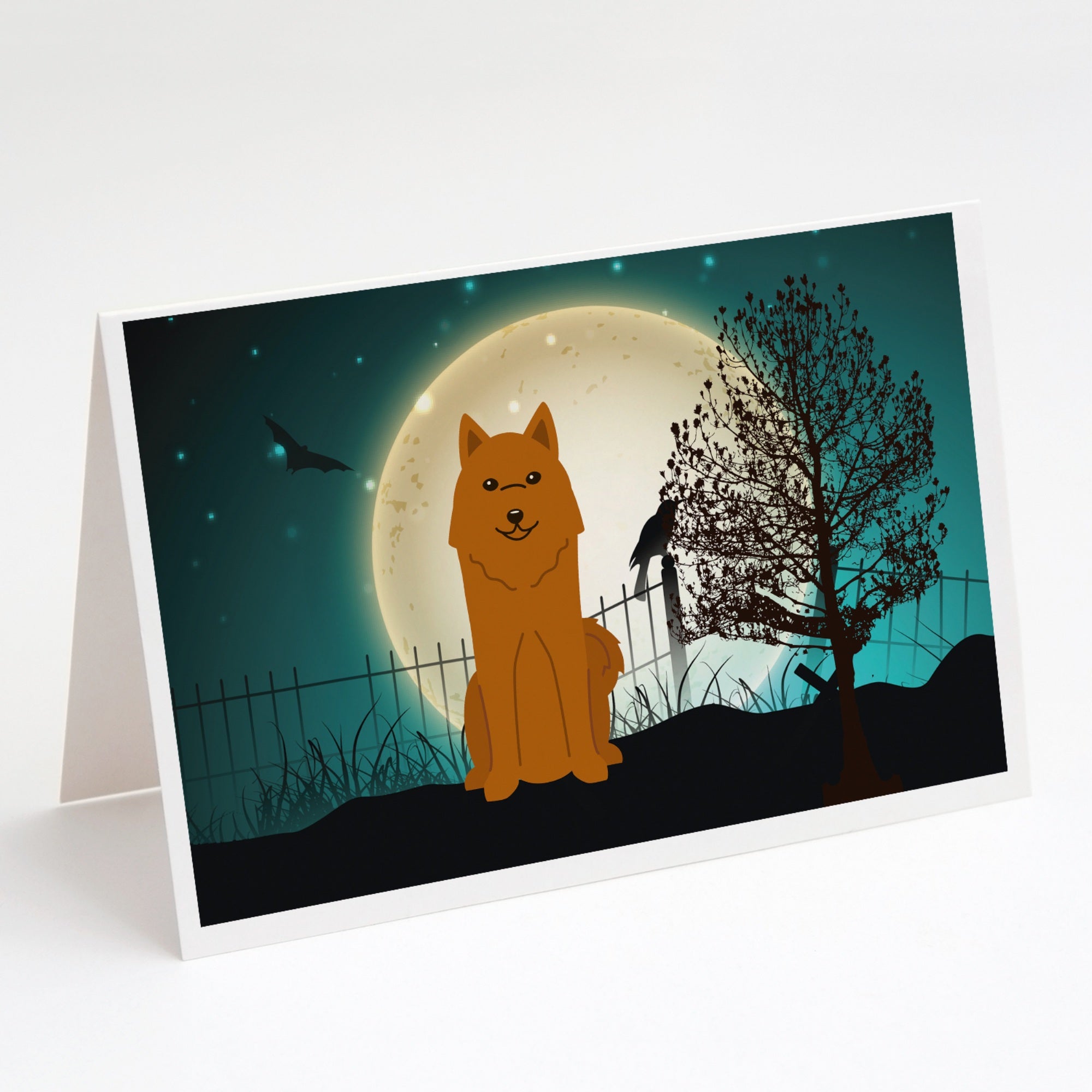 Halloween Scary Karelian Bear Dog Greeting Cards And Envelopes Pack Of 8