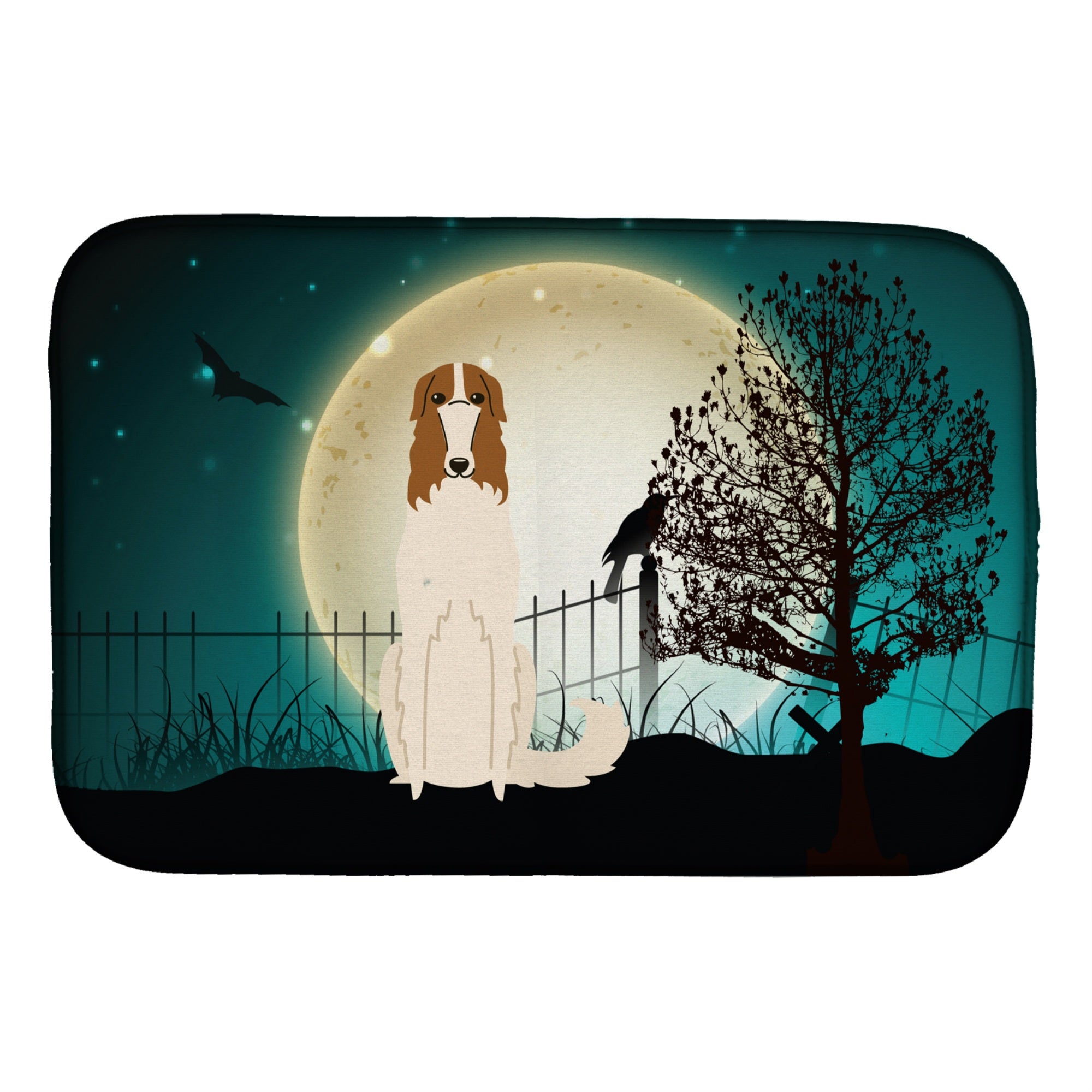 Caroline'S Treasures Halloween Scary Borzoi Dish Drying Mat, 14 X 21