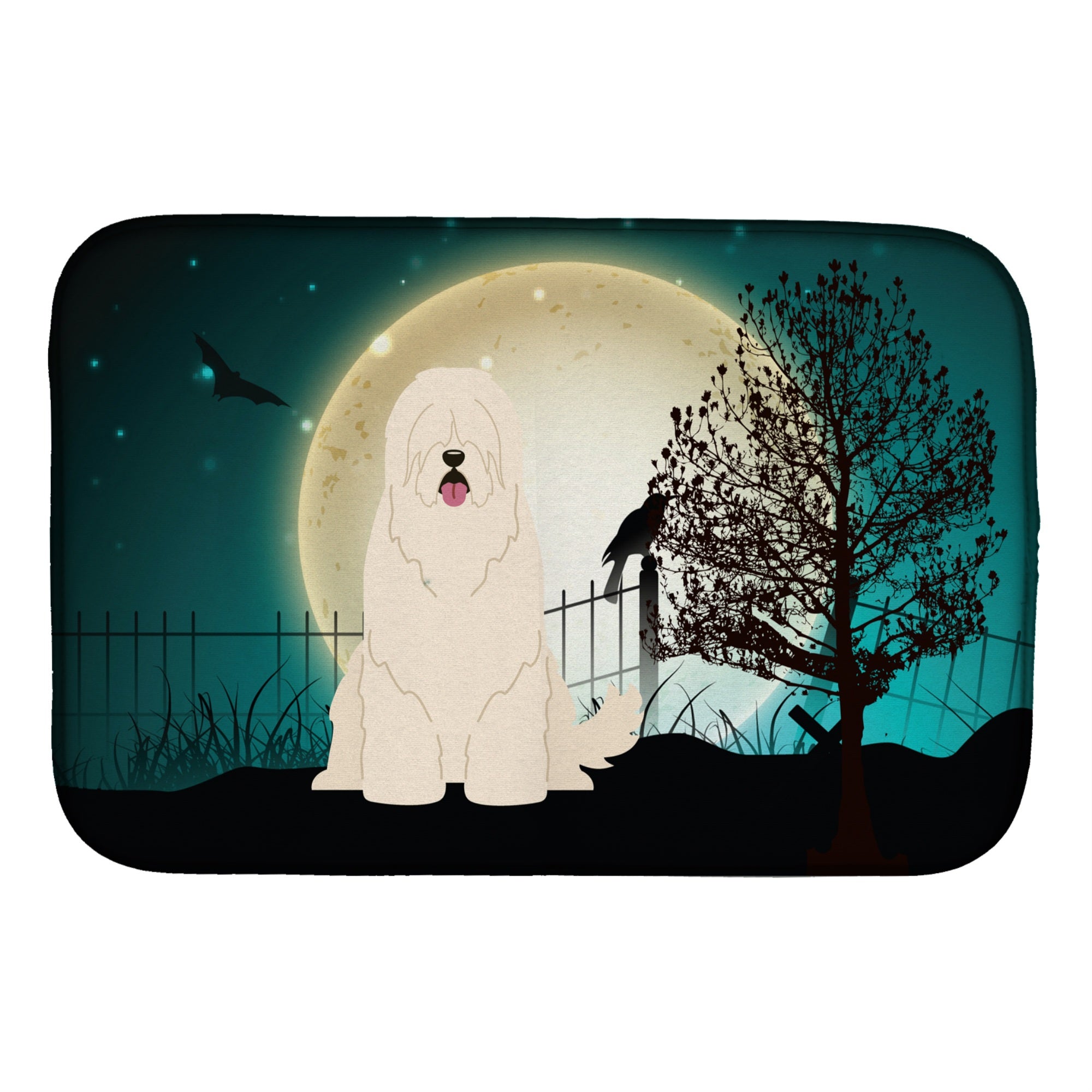 Caroline'S Treasures Halloween Scary South Russian Sheepdog Dish Drying Mat, 14 X 21