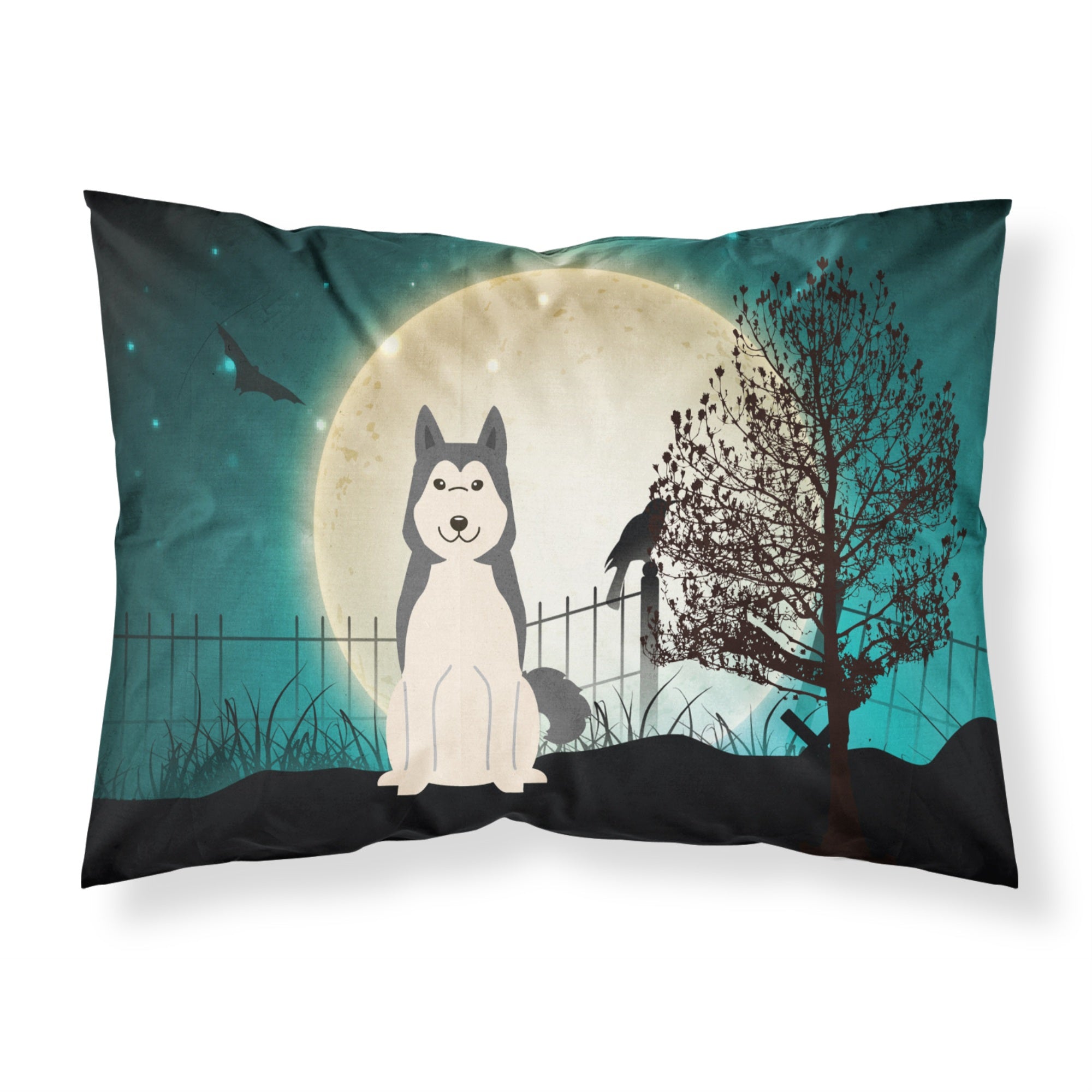 Caroline'S Treasures Halloween Scary West Siberian Laika Spitz Fabric Standard Pillowcase Bb2215Pillowcase, Multicolor
