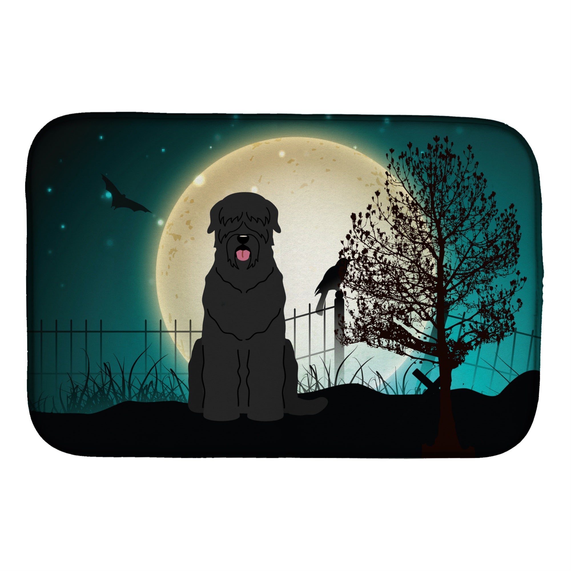 Caroline'S Treasures Halloween Scary Black Russian Terrier Dish Drying Mat, 14 X 21