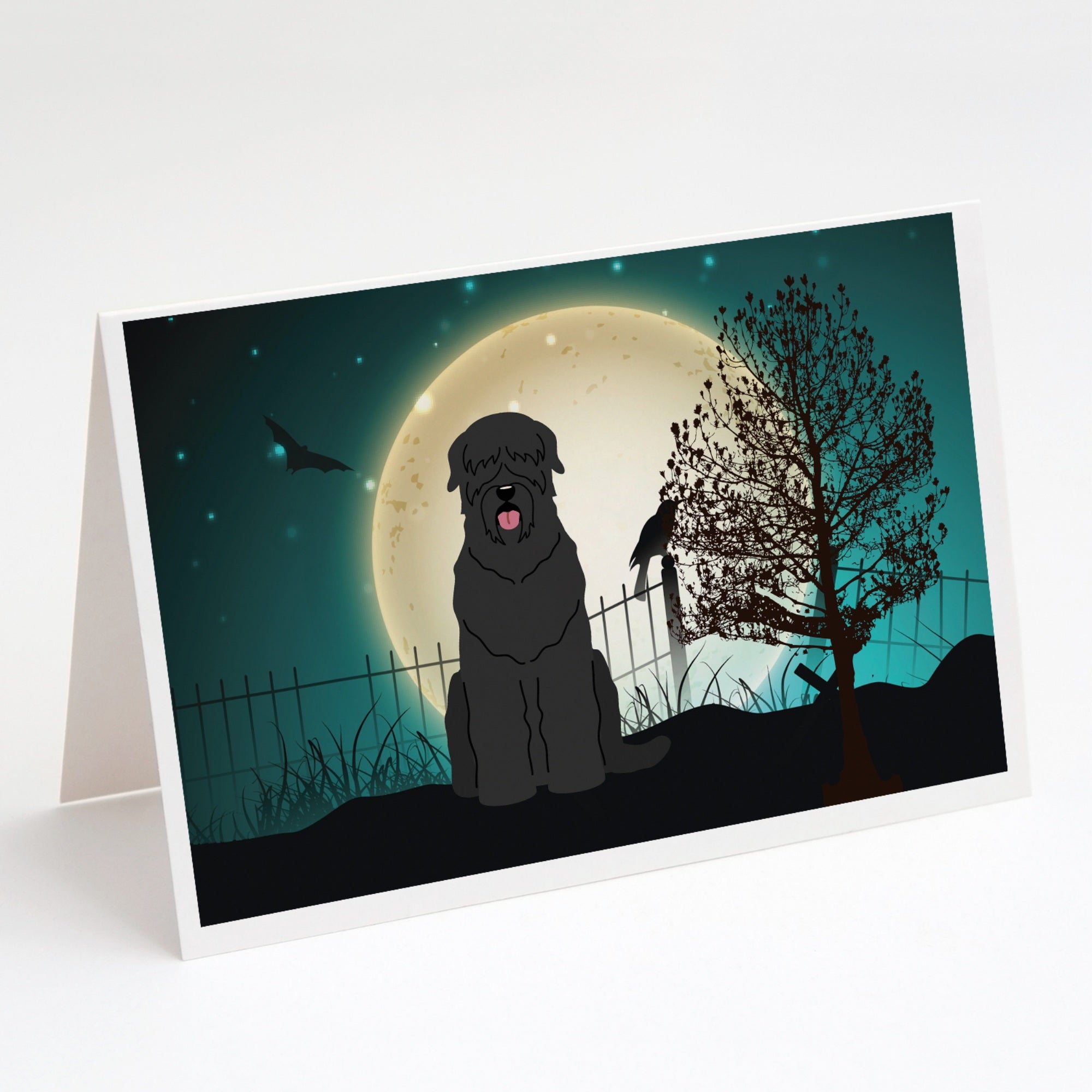 Halloween Scary Black Russian Terrier Greeting Cards And Envelopes Pack Of 8