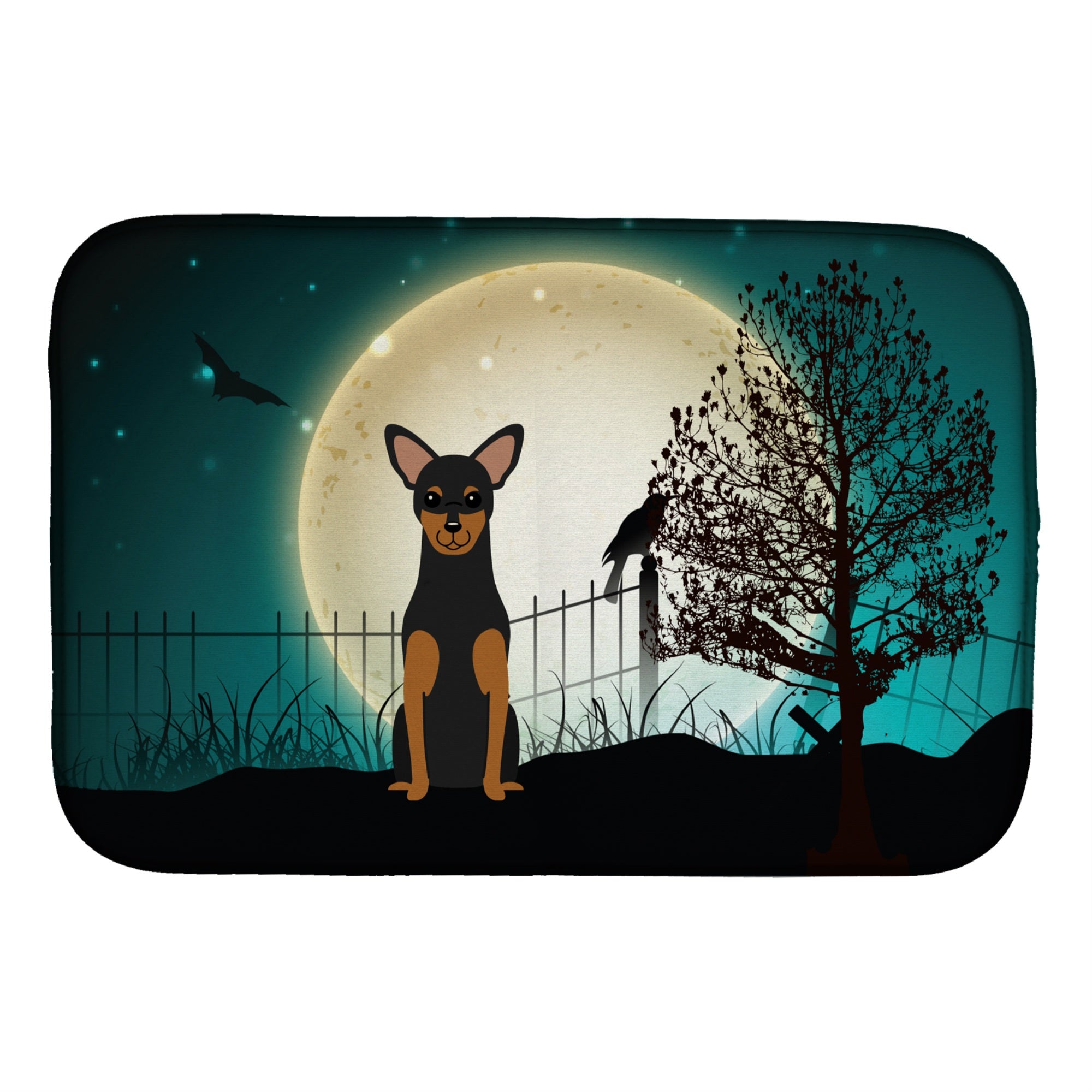 Caroline'S Treasures Halloween Scary Manchester Terrier Dish Drying Mat, 14 X 21