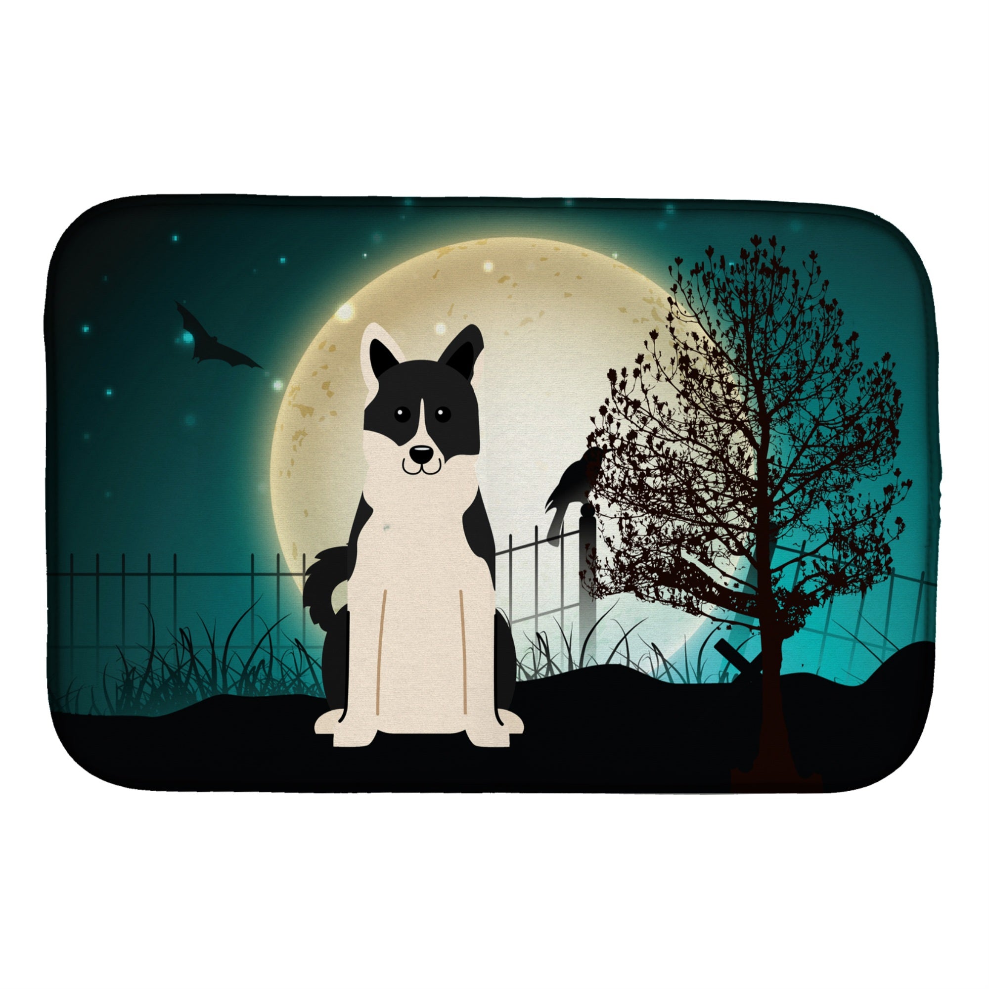 Caroline'S Treasures Halloween Scary Russo-European Laika Spitz Dish Drying Mat, 14 X 21