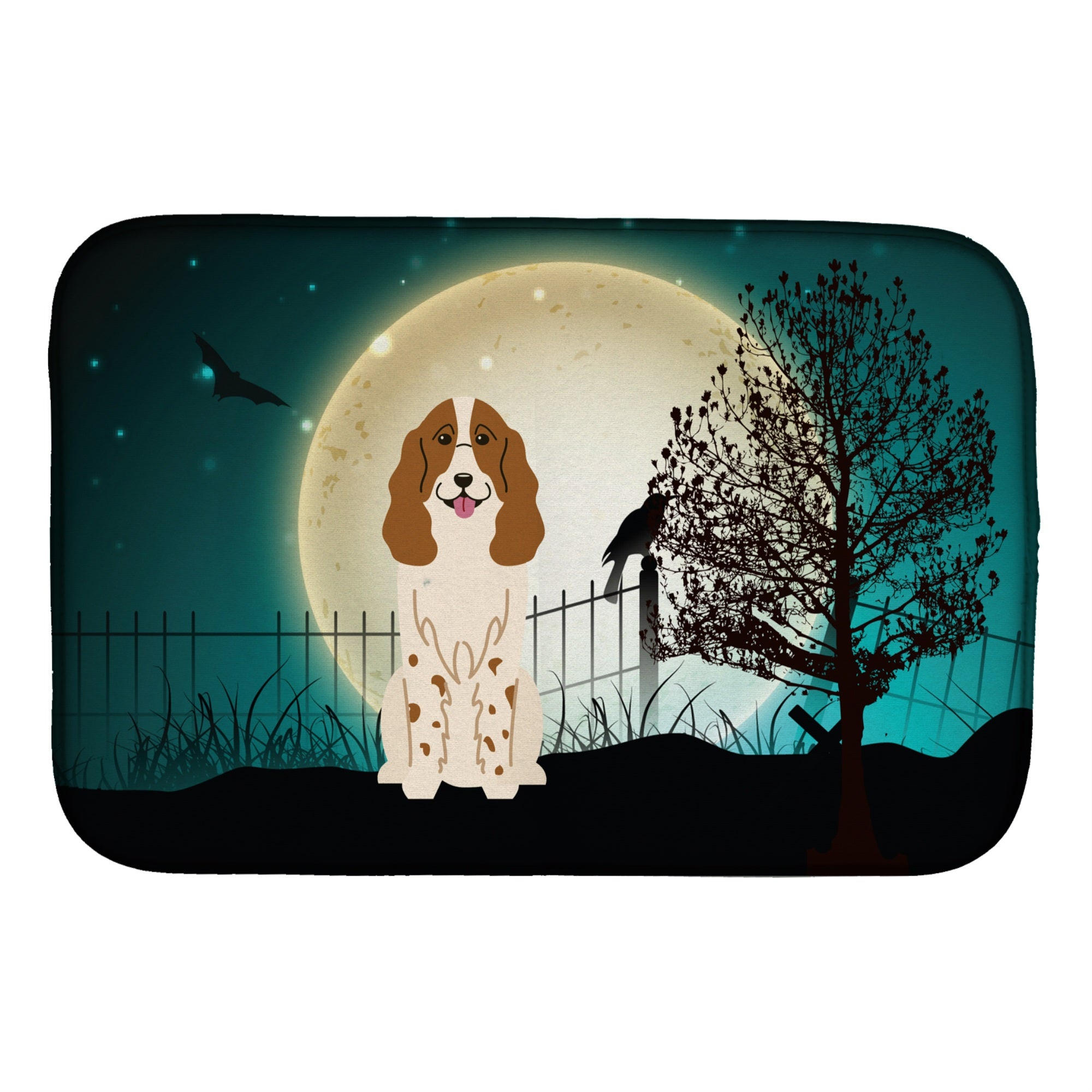 Caroline'S Treasures Halloween Scary Russian Spaniel Dish Drying Mat, 14 X 21