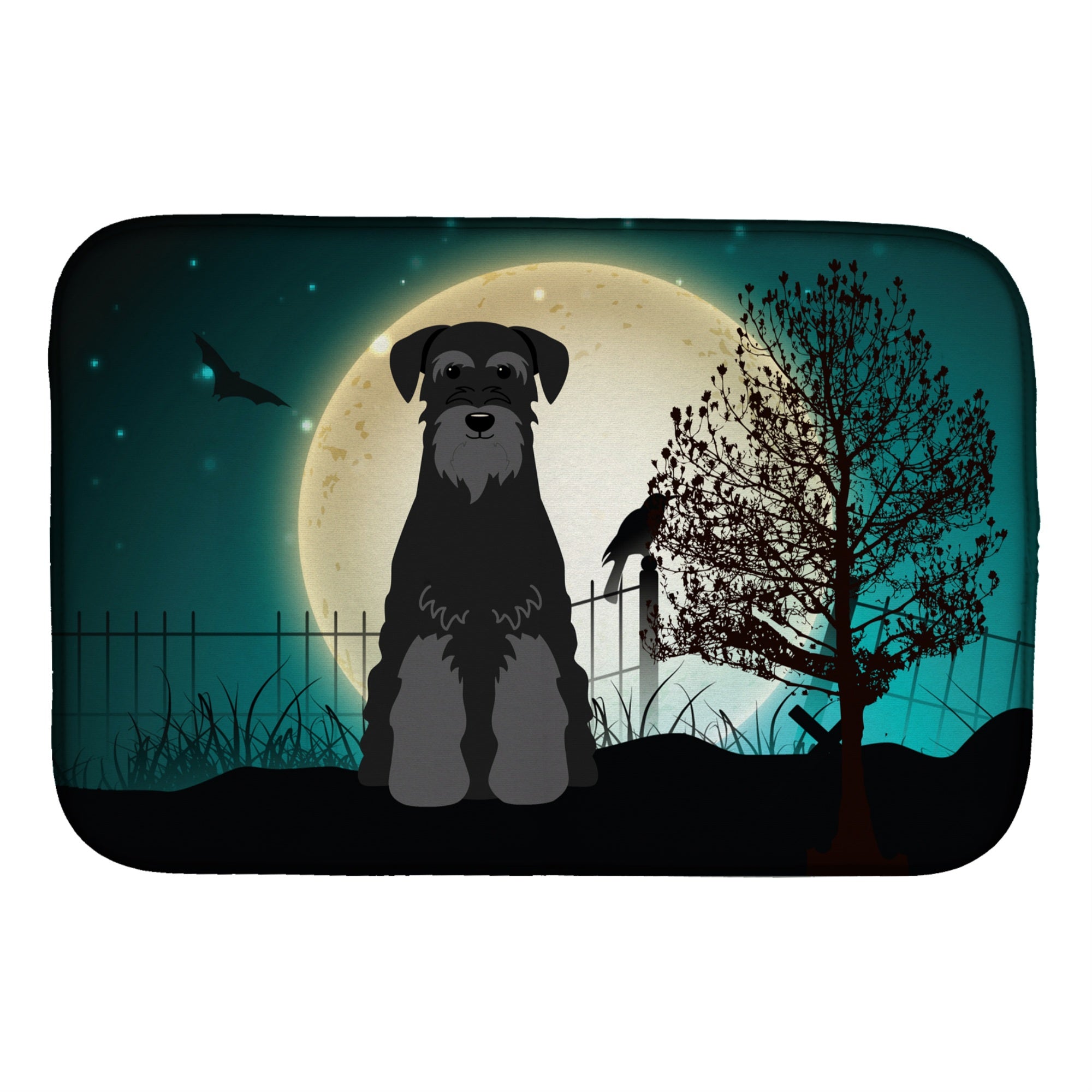 Caroline'S Treasures Halloween Scary Standard Schnauzer Black Dish Drying Mat, 14 X 21