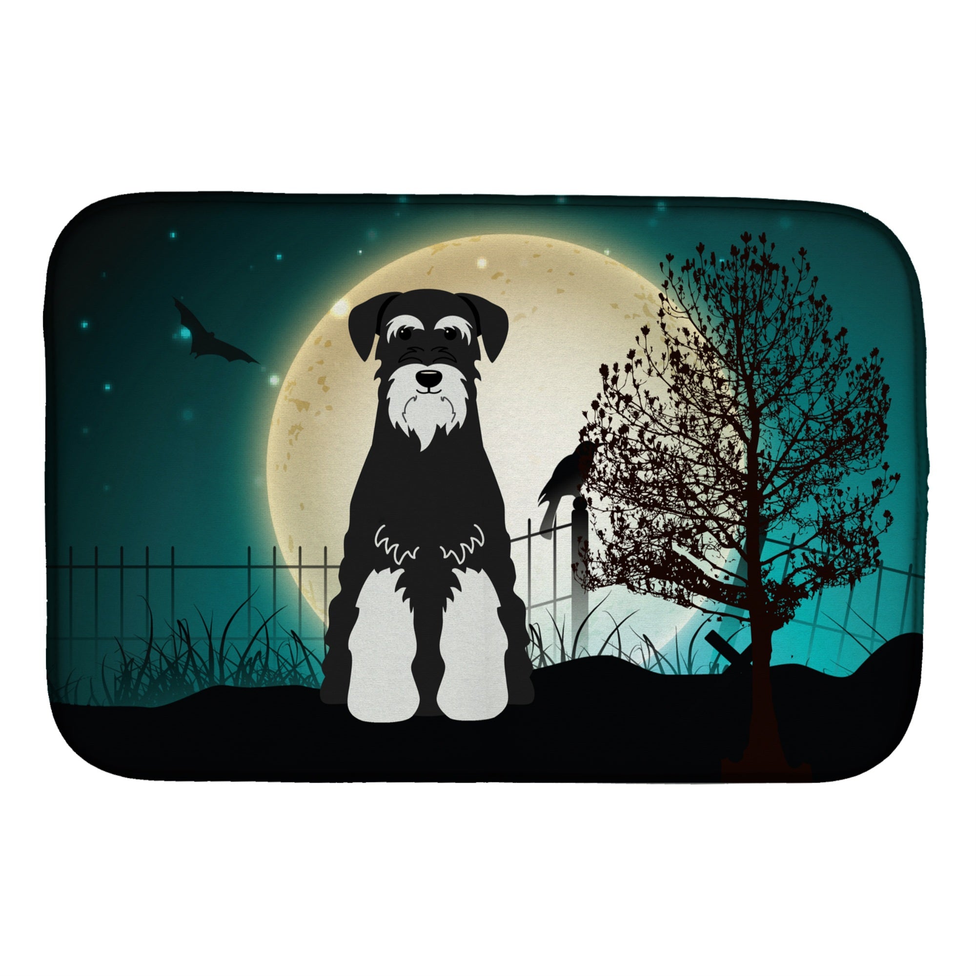 Caroline'S Treasures Halloween Scary Standard Schnauzer Salt And Pepper Dish Drying Mat, 14 X 21