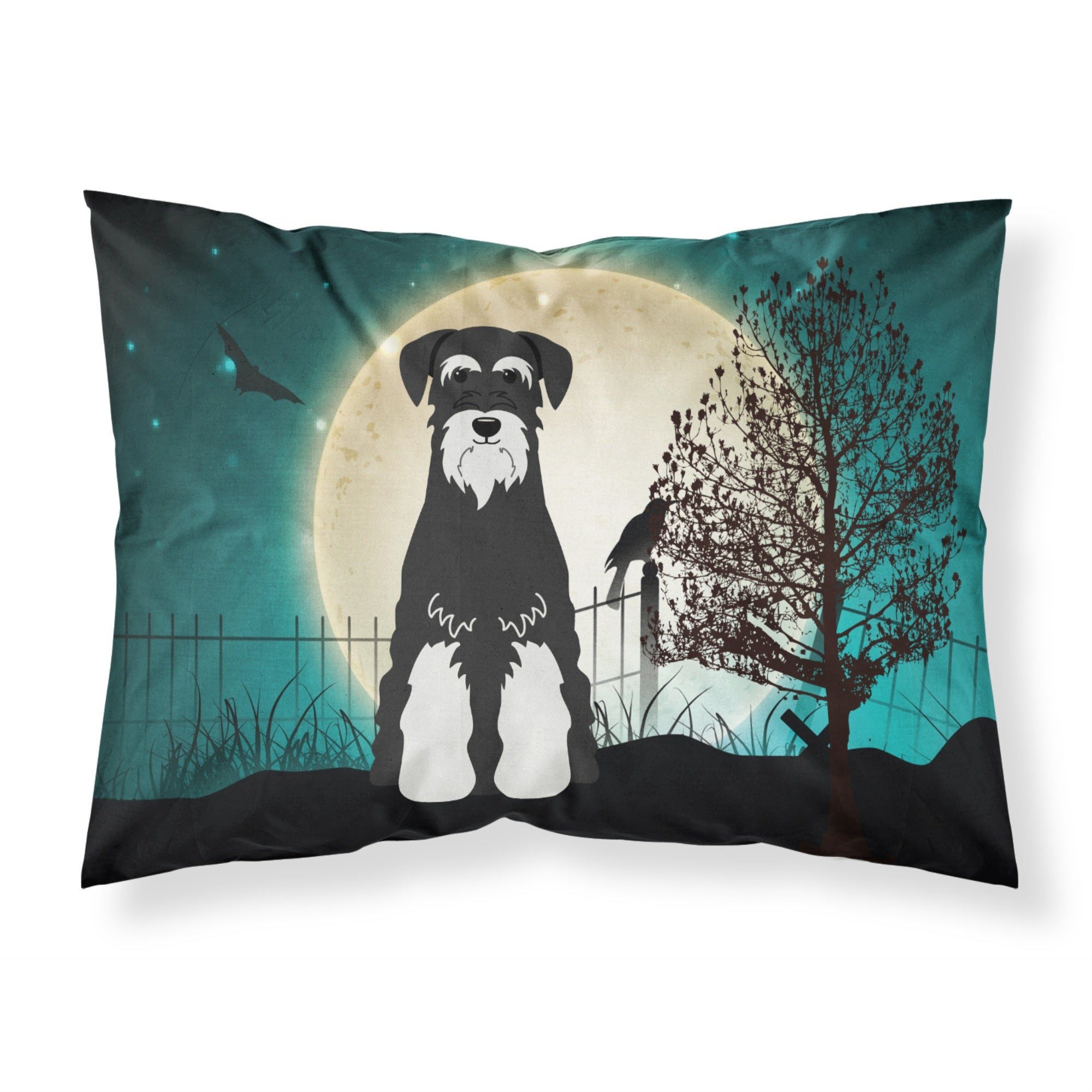 Caroline'S Treasures Halloween Scary Schnauzer Salt And Pepper Fabric Standard Pillowcase Bb2223Pillowcase, Multicolor