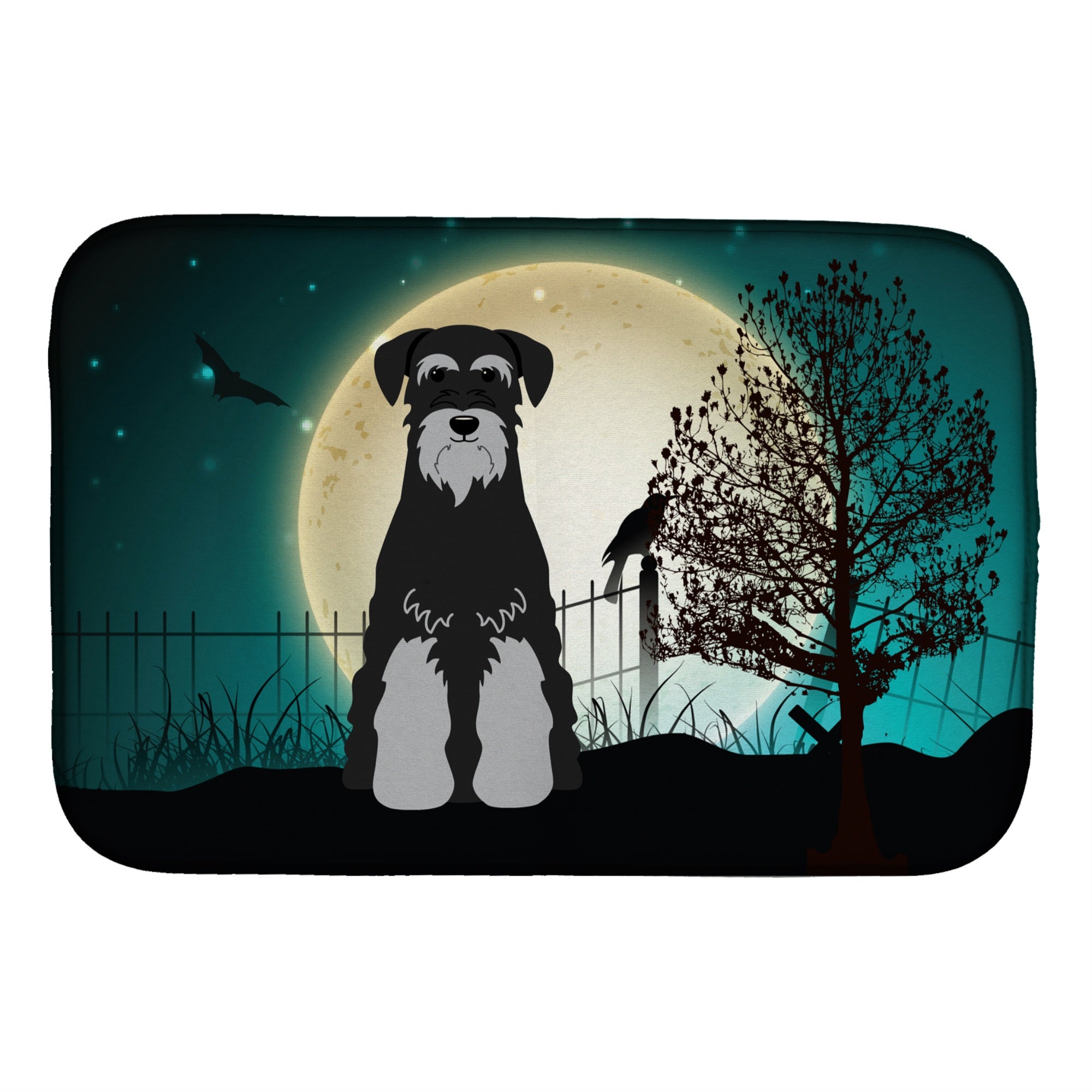 Caroline'S Treasures Halloween Scary Standard Schnauzer Dish Drying Mat, 14 X 21