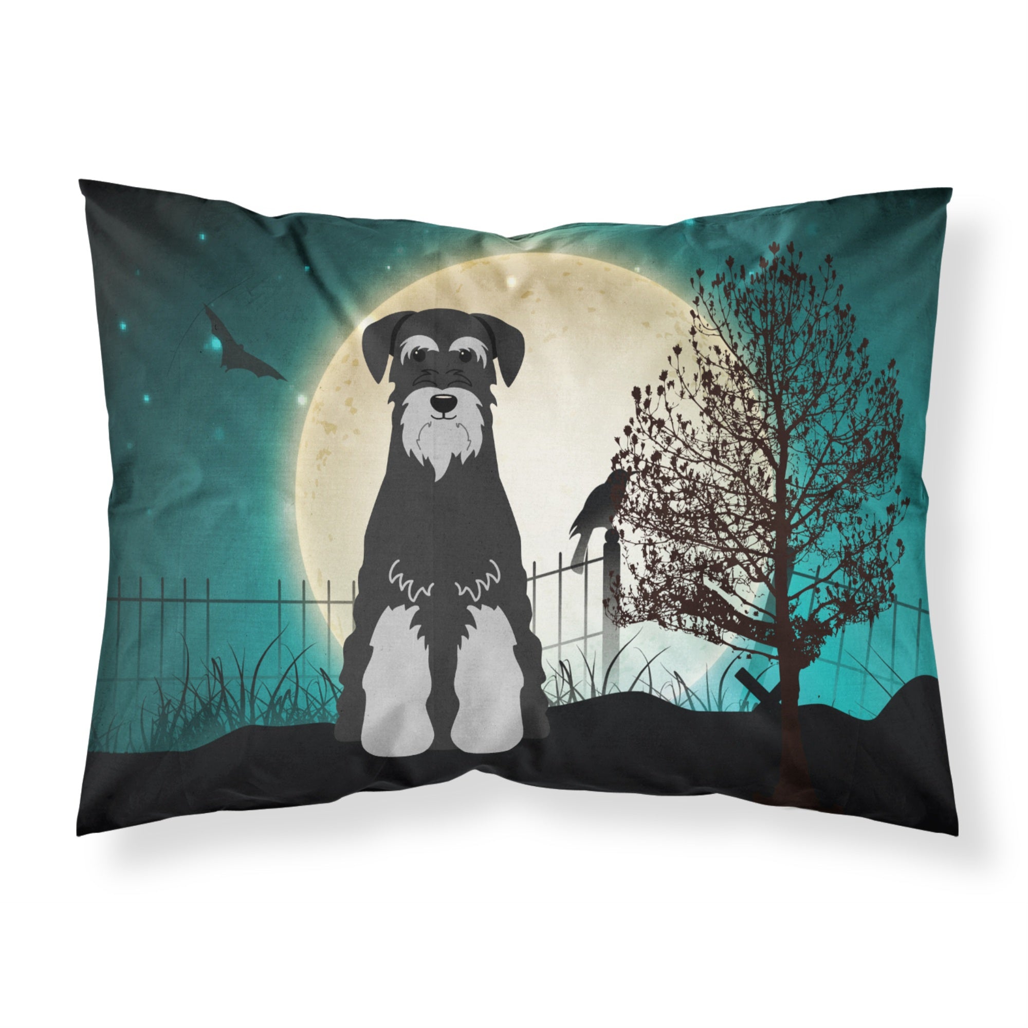 Caroline'S Treasures Halloween Scary Schnauzer Black Grey Fabric Standard Pillowcase Bb2224Pillowcase, Multicolor