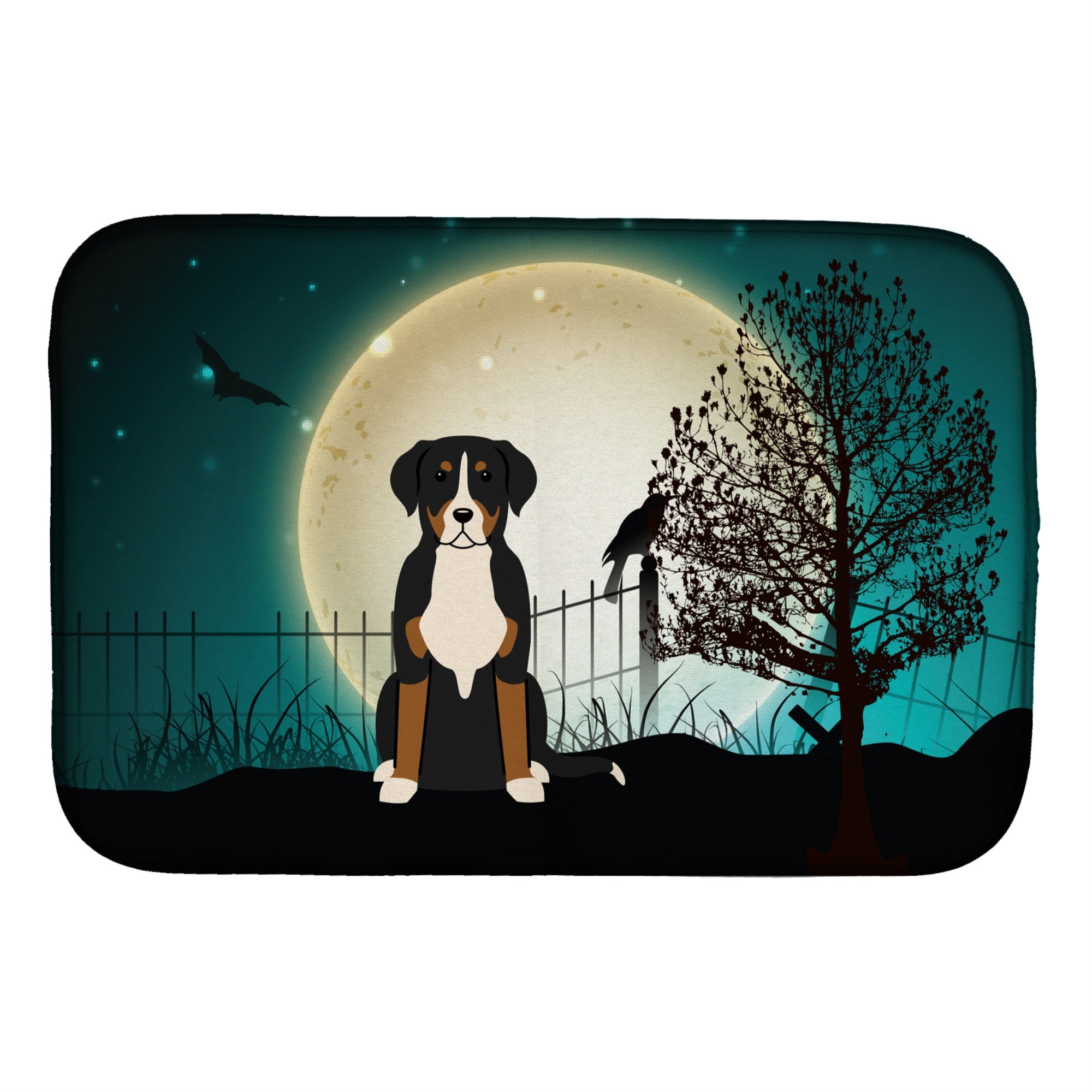 Caroline'S Treasures Halloween Scary Greater Swiss Mountain Dog Dish Drying Mat, 14 X 21