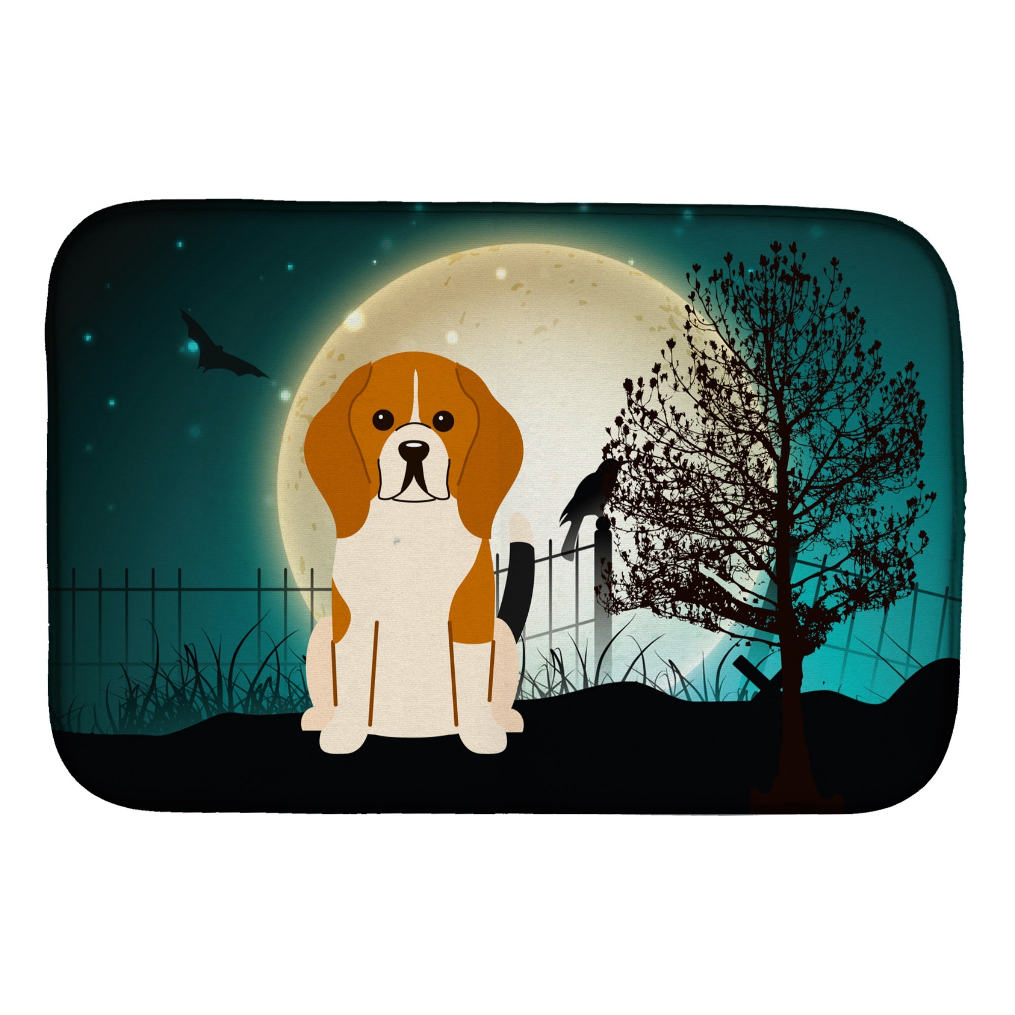 Caroline'S Treasures Halloween Scary Beagle Tricolor Dish Drying Mat, 14 X 21