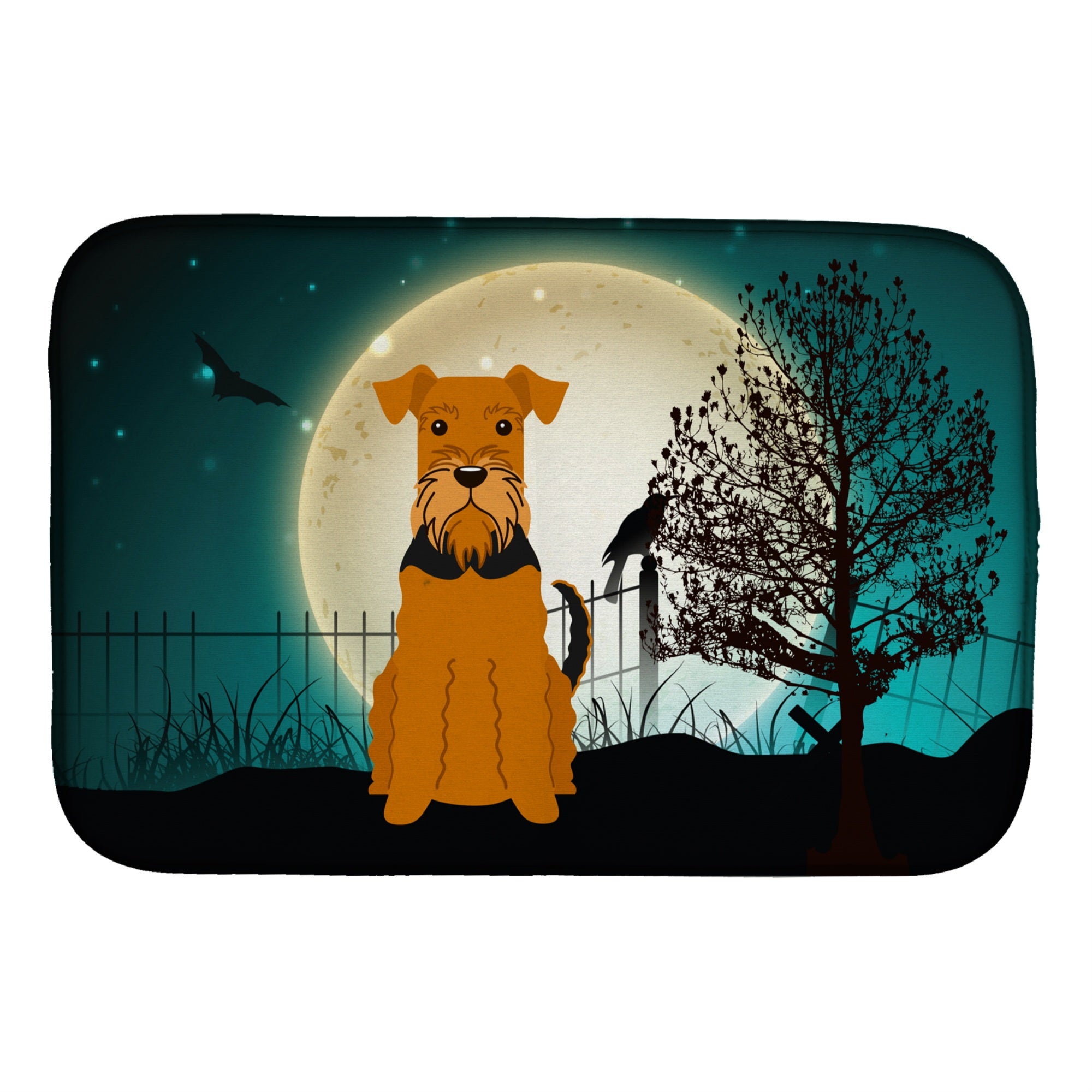 Caroline'S Treasures Halloween Scary Airedale Dish Drying Mat, 14 X 21