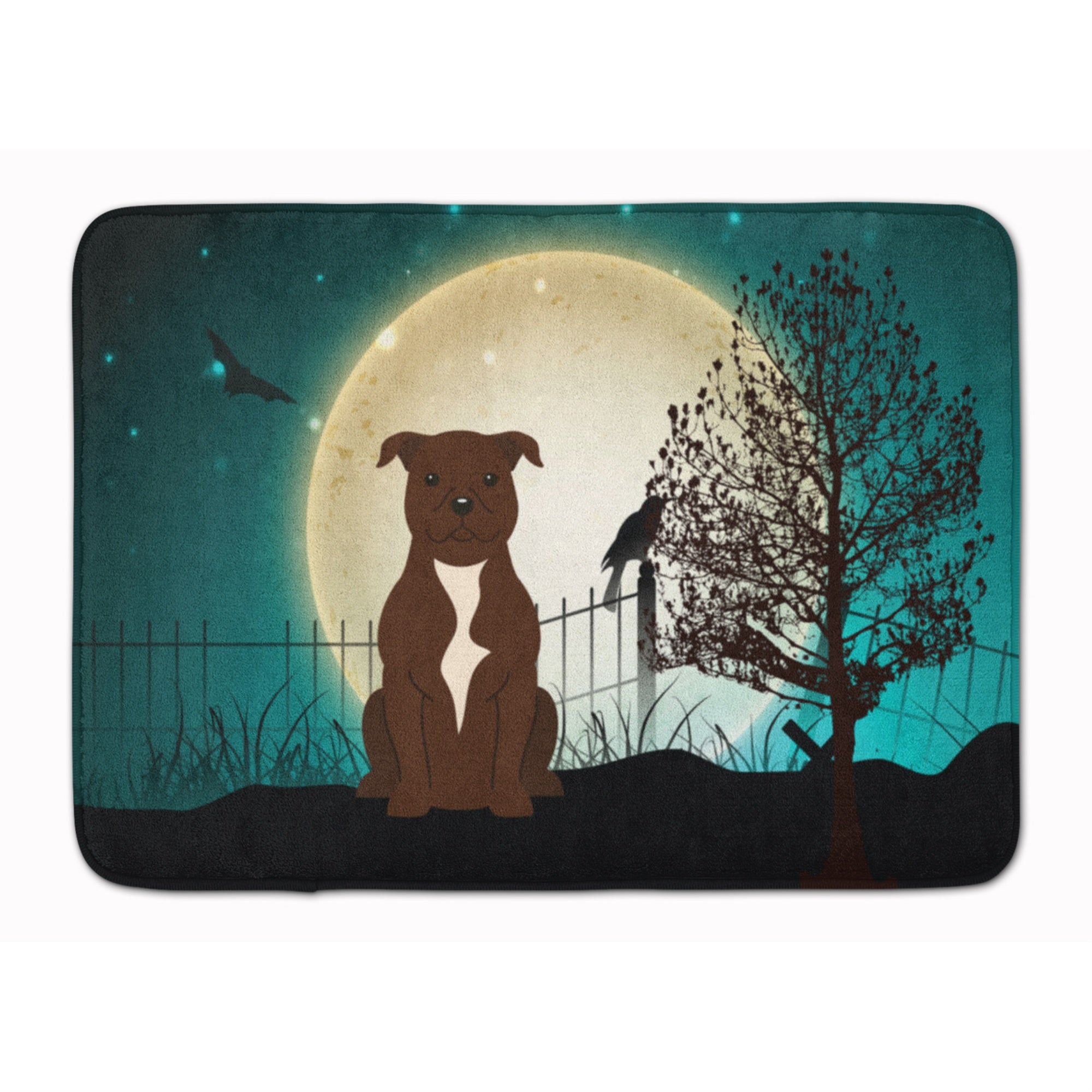 Caroline'S Treasures Halloween Scary Bull Terrier Chocolate Floor Mat, 19 X 27, Multicolor