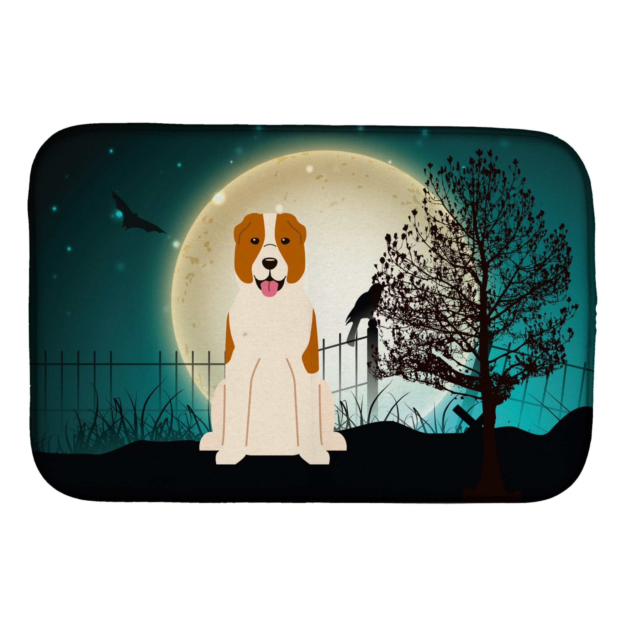Caroline'S Treasures Halloween Scary Central Asian Shepherd Dish Drying Mat, 14 X 21