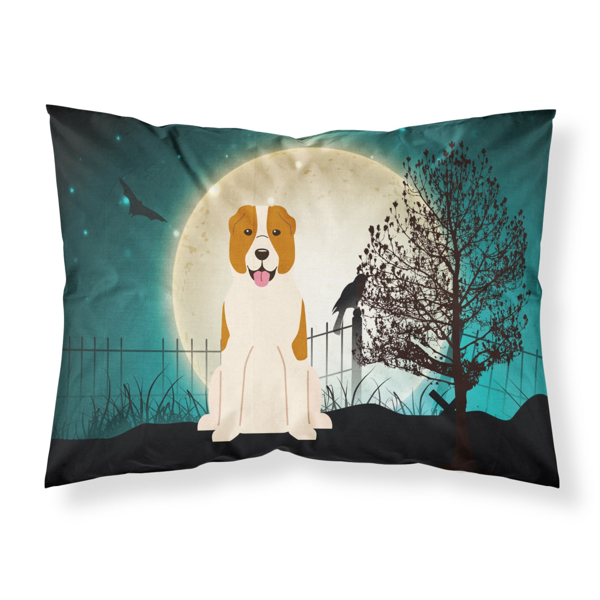 Caroline'S Treasures Halloween Scary Central Asian Shepherd Dog Fabric Standard Pillowcase Bb2239Pillowcase, Multicolor