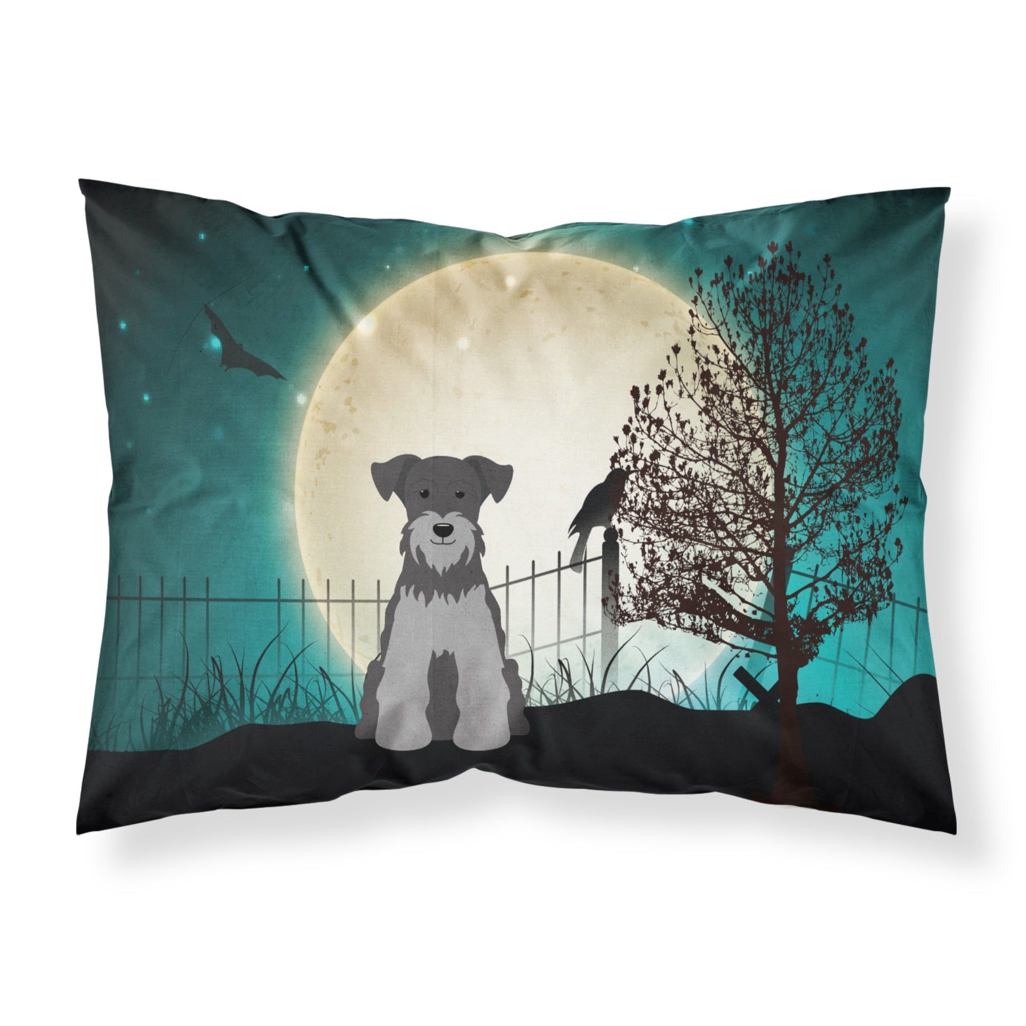 Caroline'S Treasures Halloween Scary Miniature Schanuzer Black Silver Fabric Standard Pillowcase Bb2242Pillowcase, Multicolor,